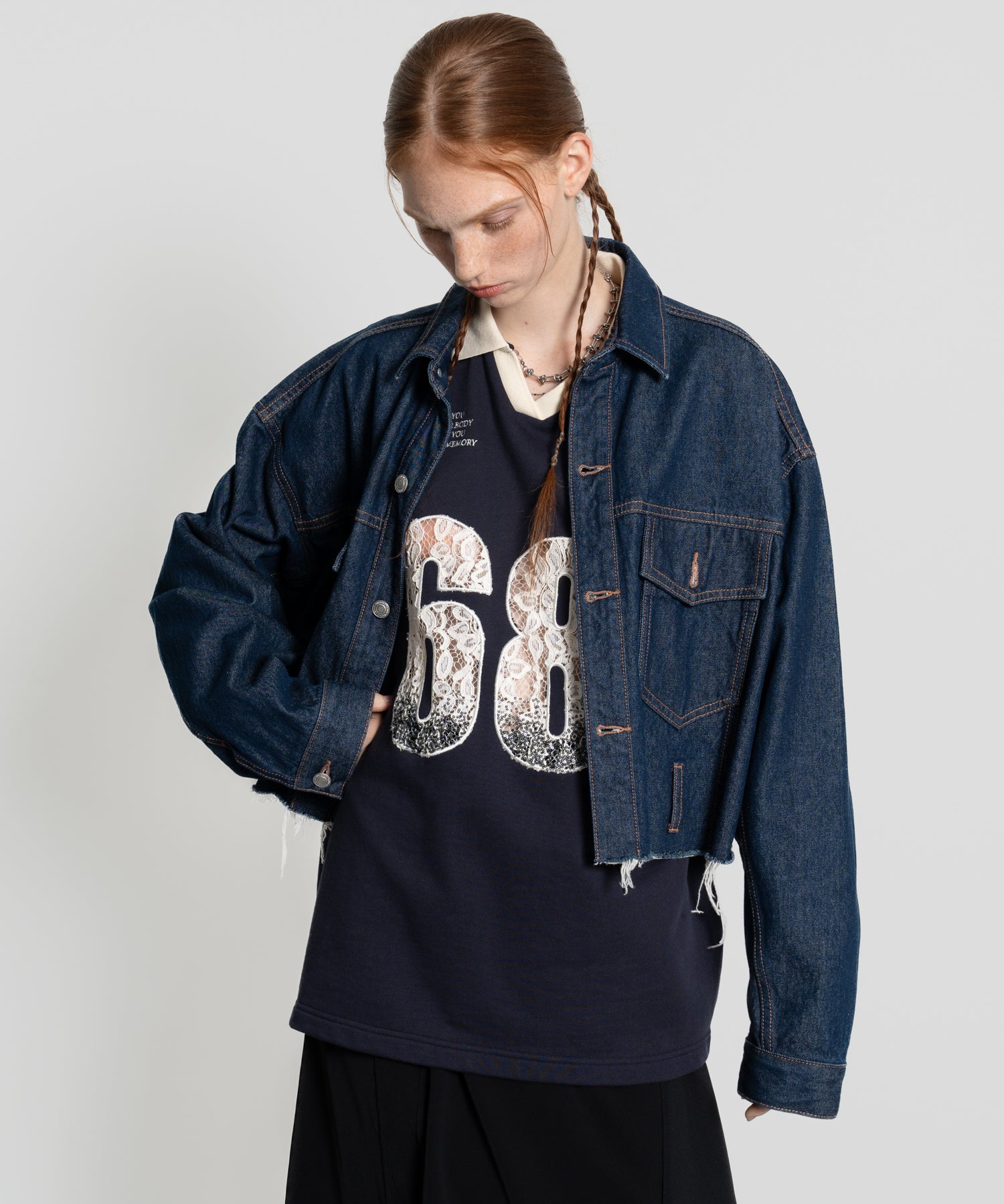 Cropped Cut-Off Denim Jacket