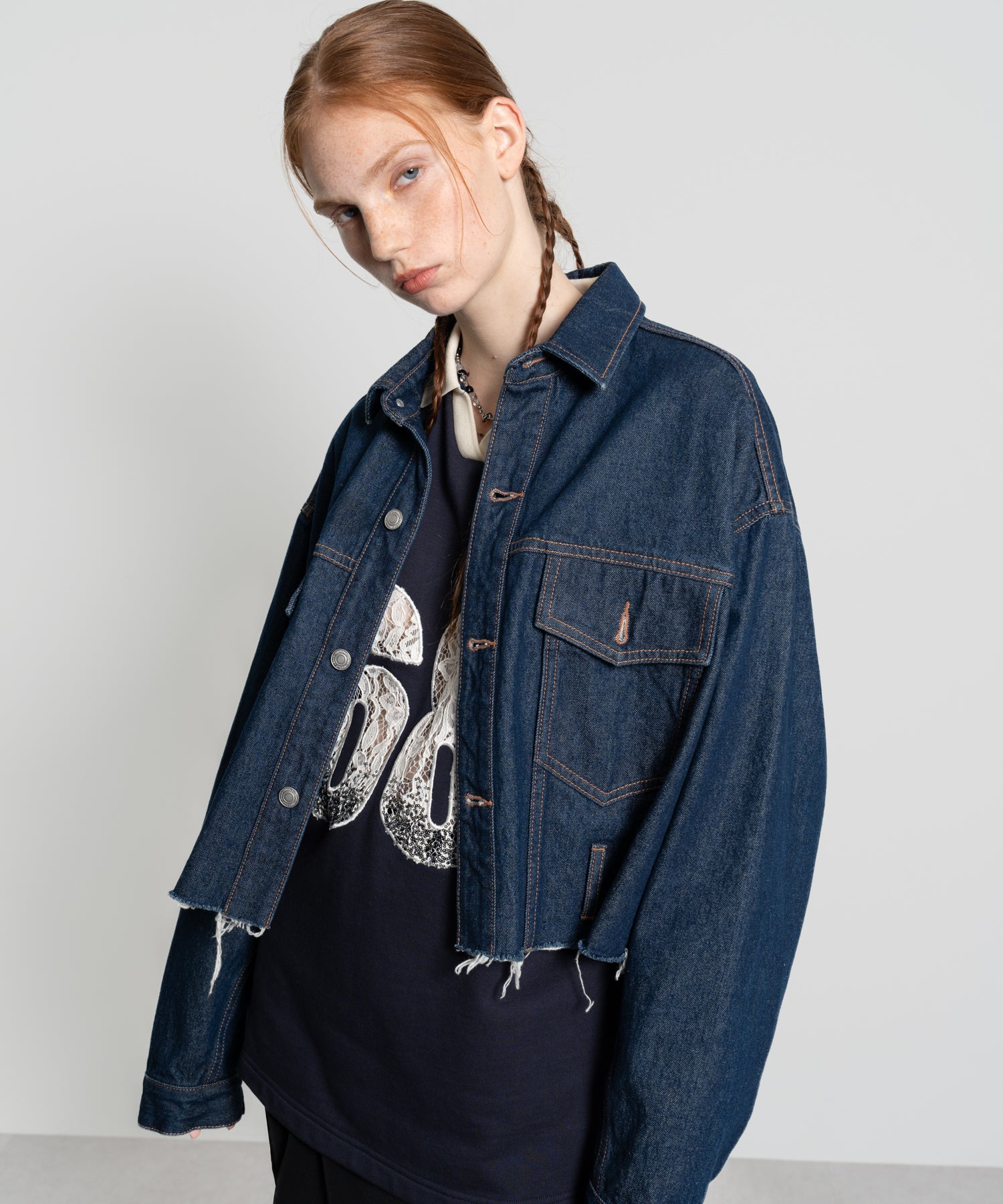 Cropped Cut-Off Denim Jacket