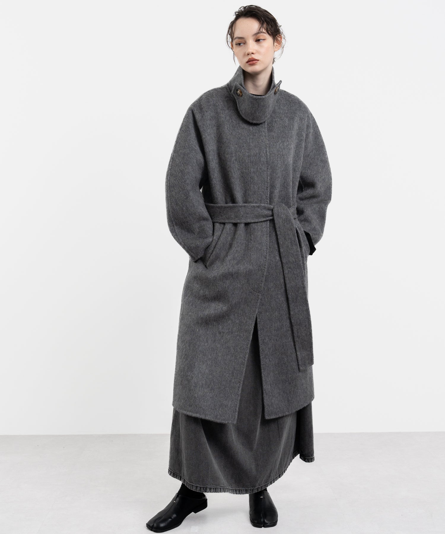 Wool Cocoon Long Coat
