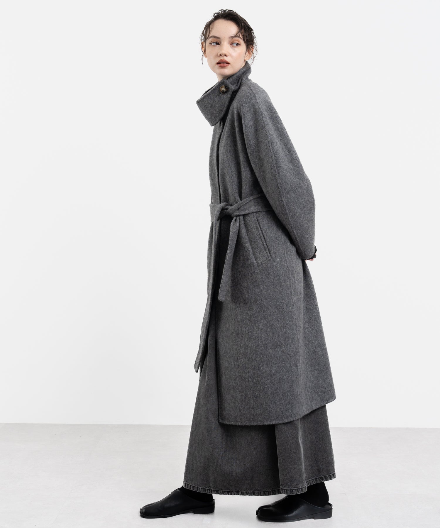 Wool Cocoon Long Coat