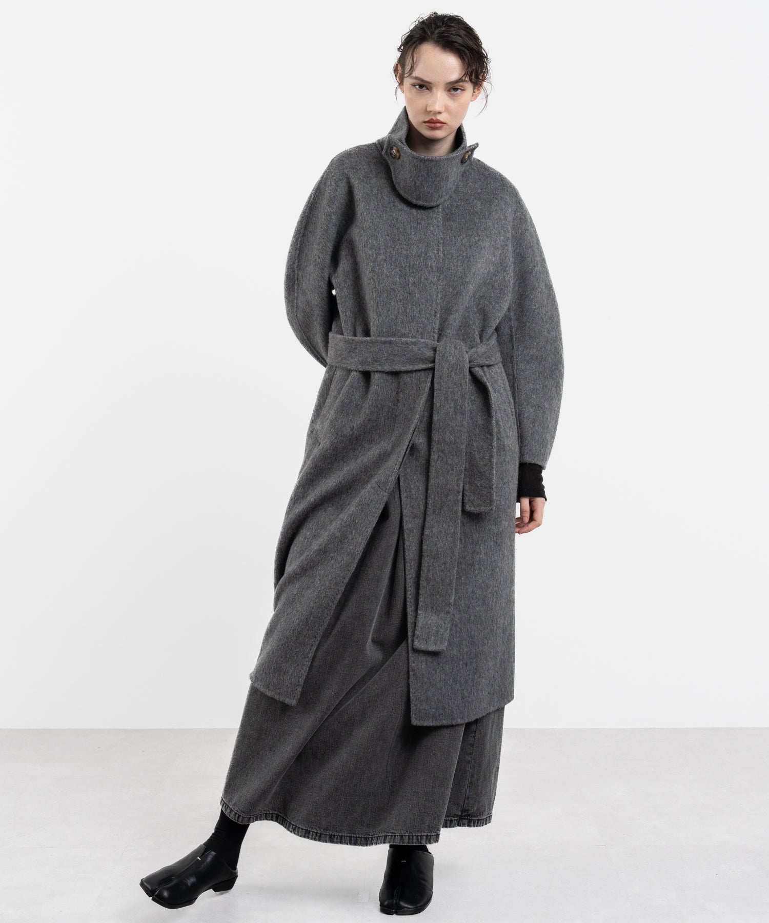 Wool Cocoon Long Coat