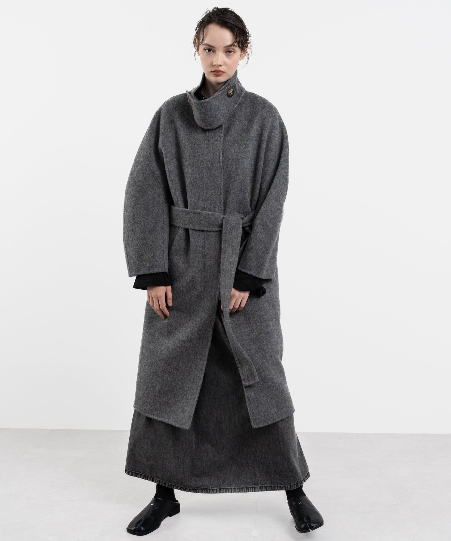 Wool Cocoon Long Coat