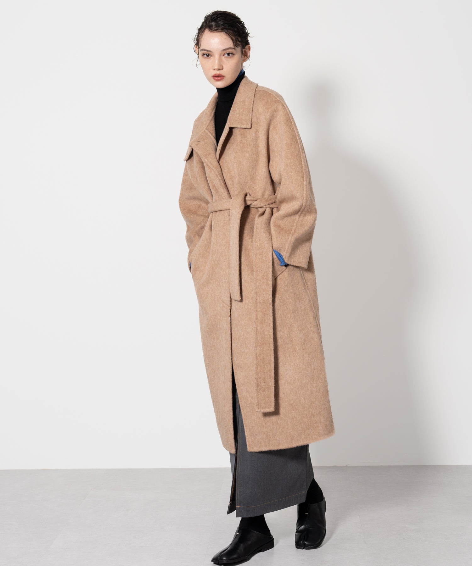 Wool Cocoon Long Coat