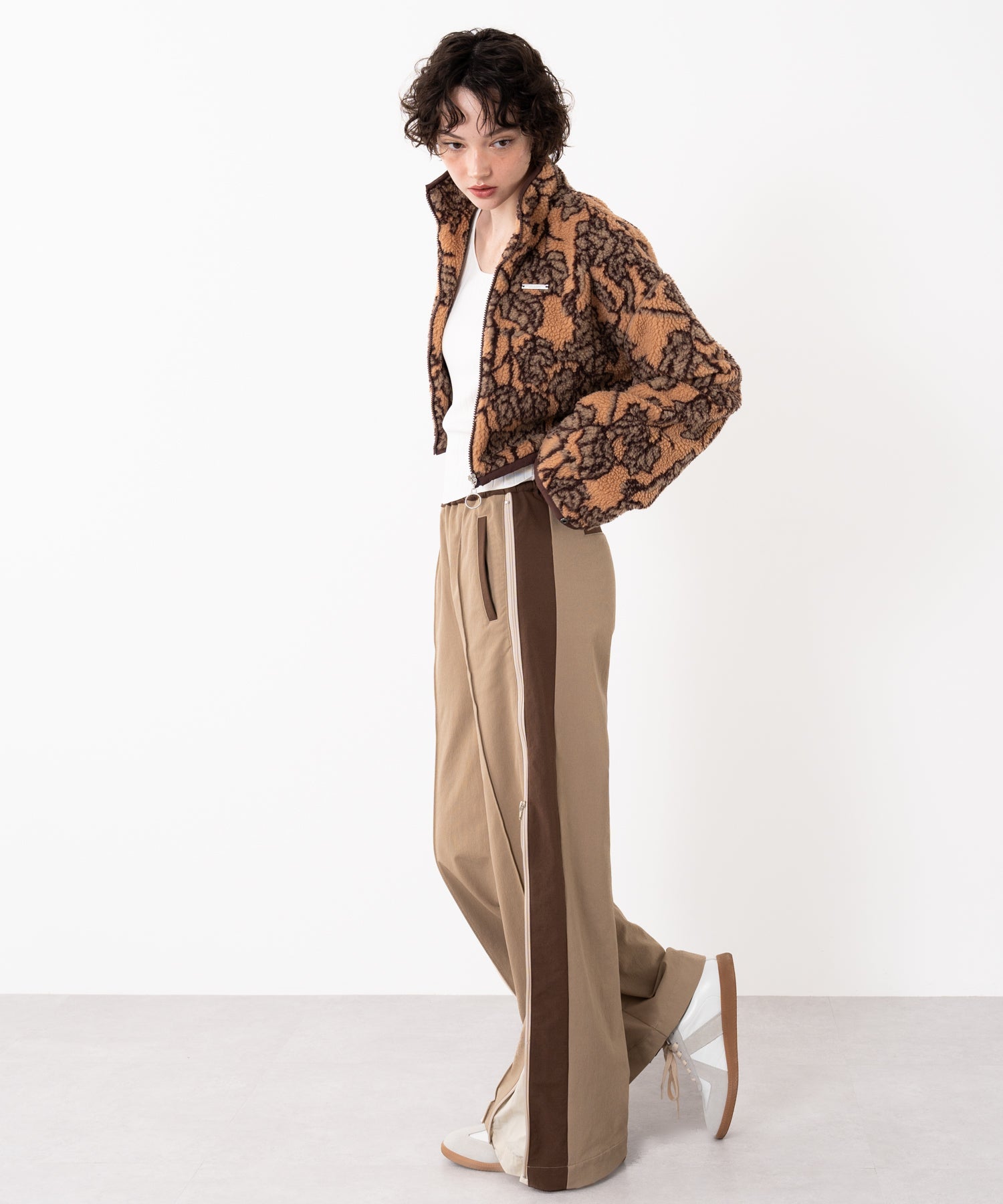 Stand-collar reversible boa jacket