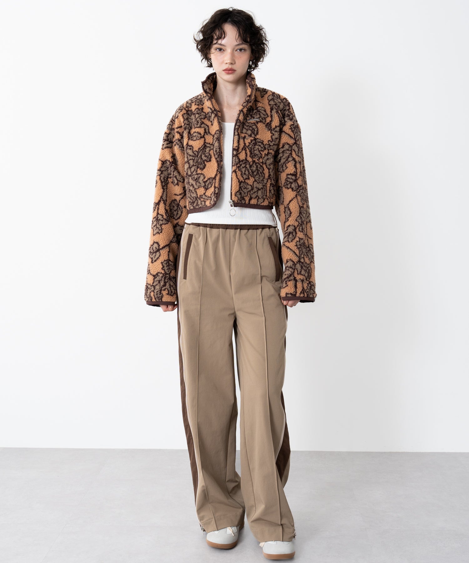 Stand-collar reversible boa jacket