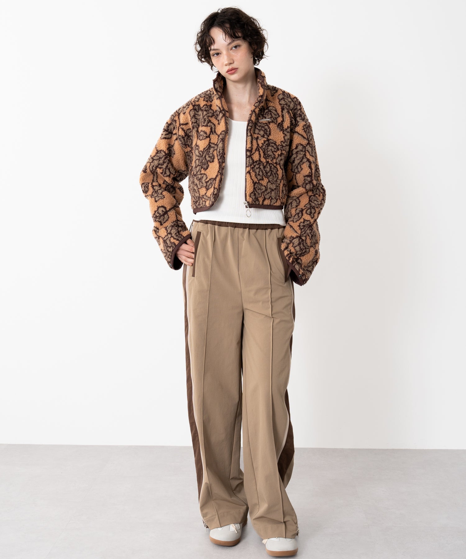 Stand-collar reversible boa jacket