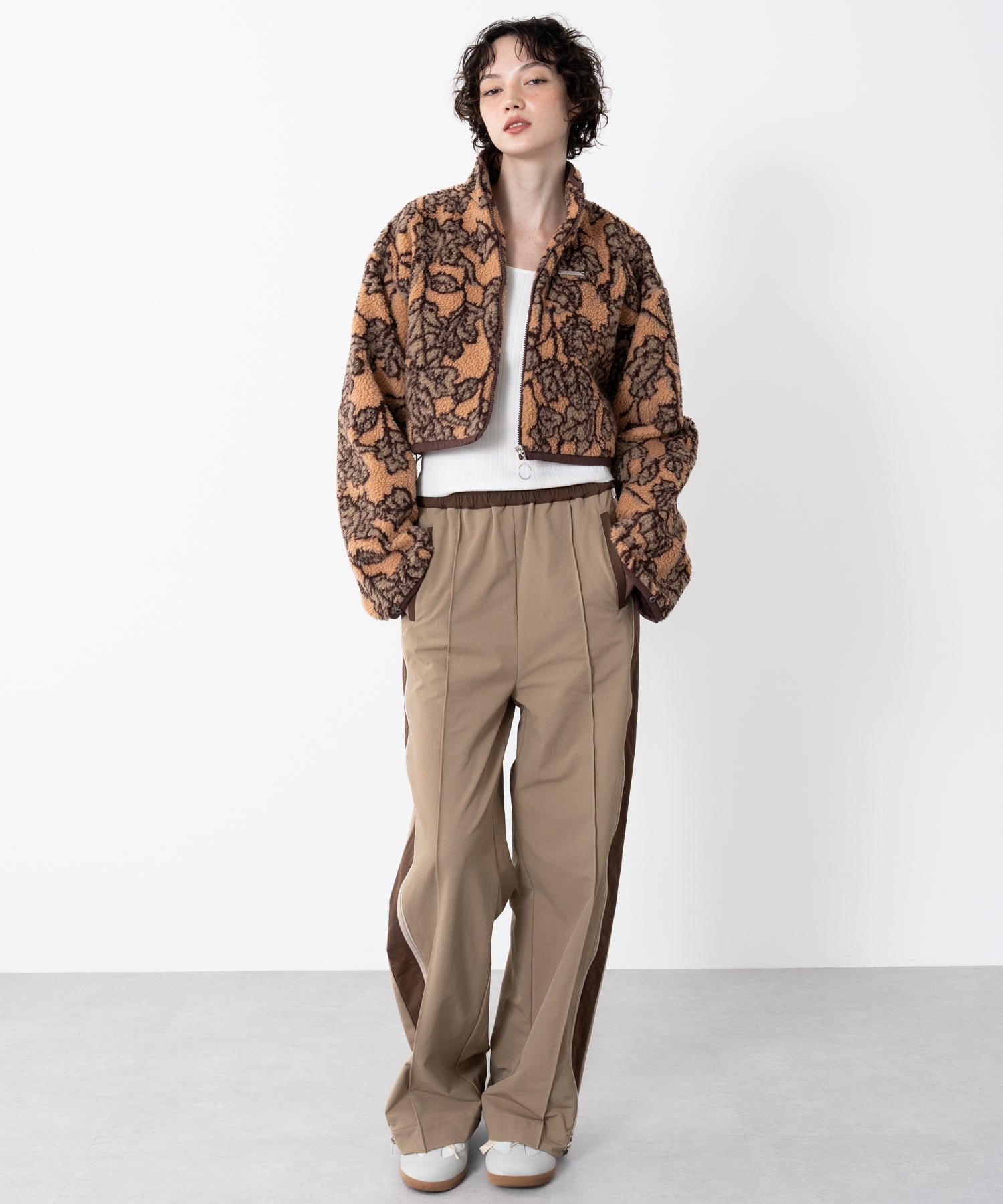 Stand-collar reversible boa jacket
