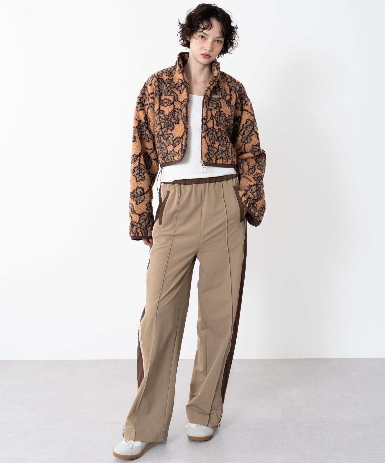 Stand-collar reversible boa jacket