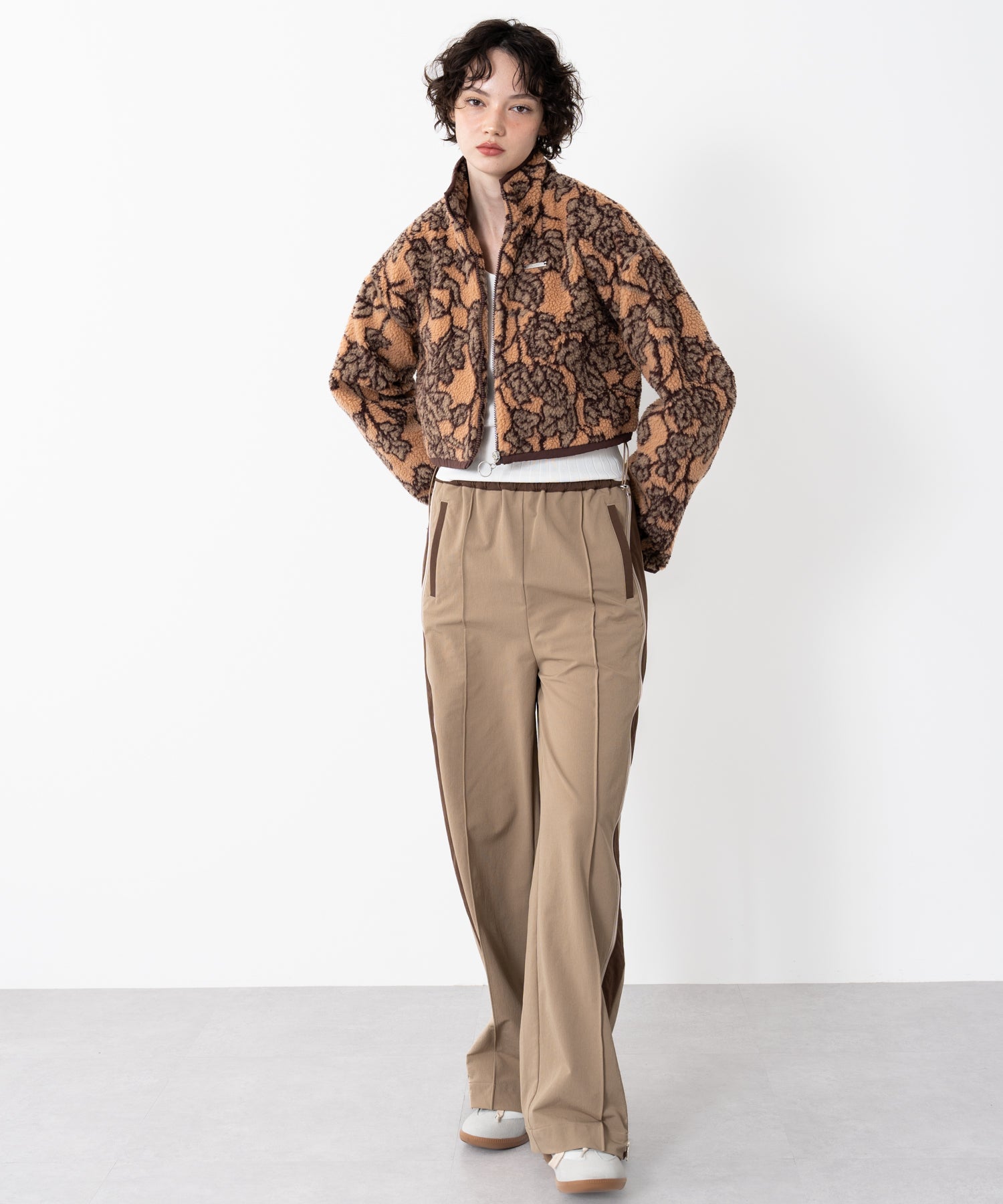 Stand-collar reversible boa jacket