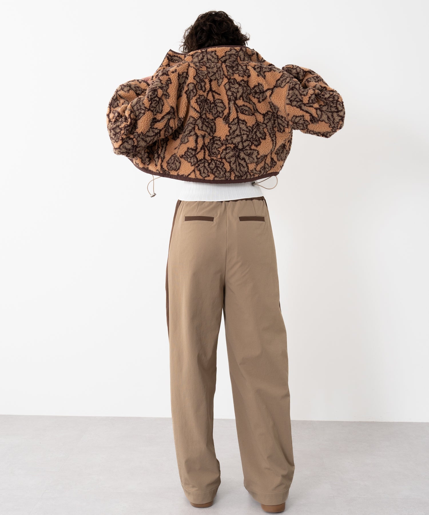 Stand-collar reversible boa jacket