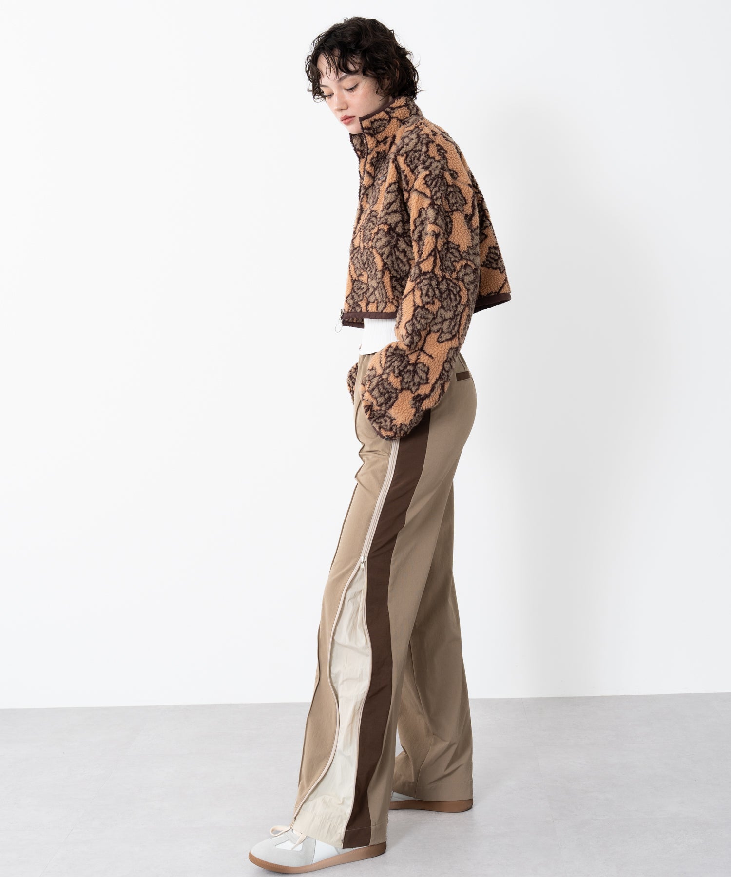 Stand-collar reversible boa jacket