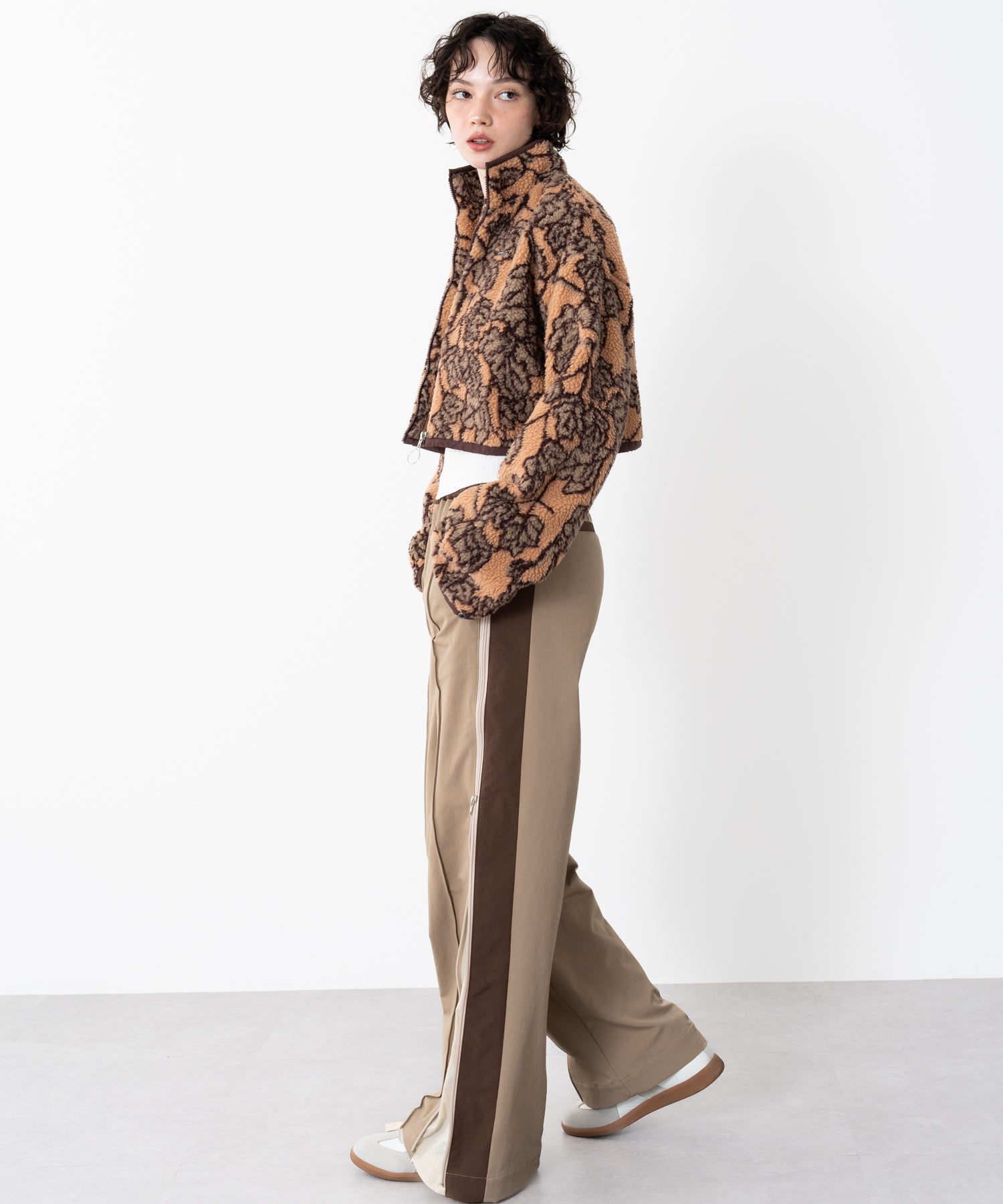 Stand-collar reversible boa jacket