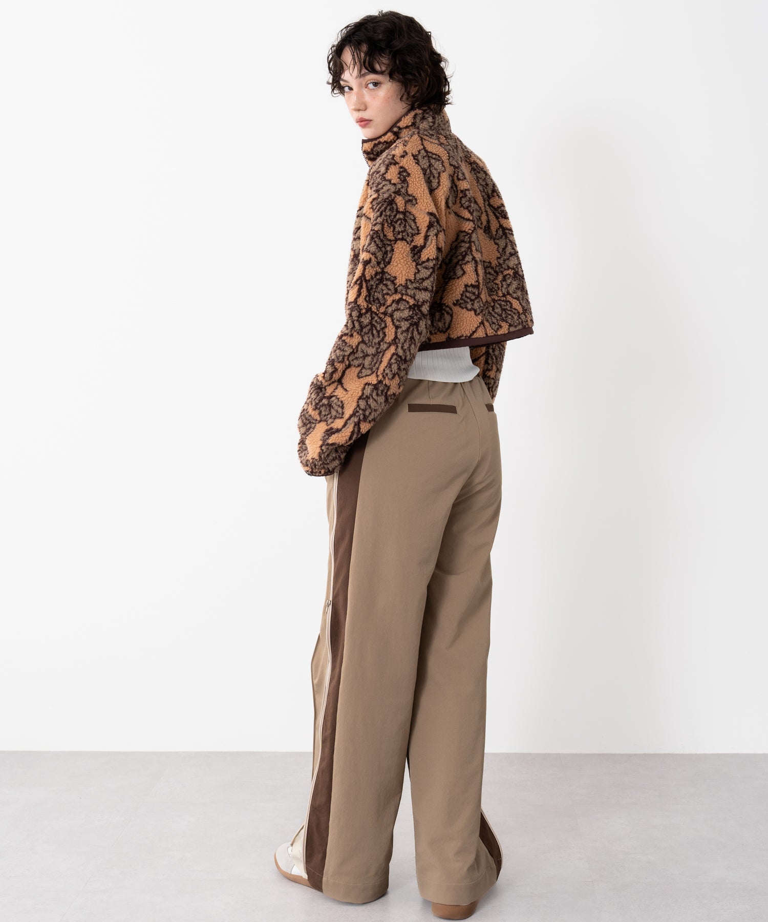 Stand-collar reversible boa jacket