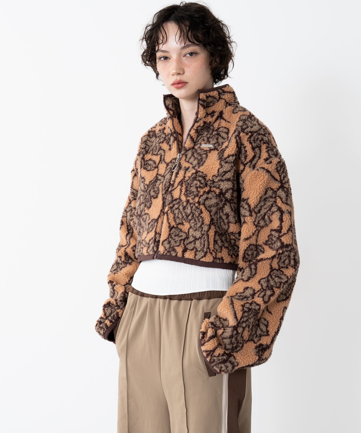 Stand-collar reversible boa jacket