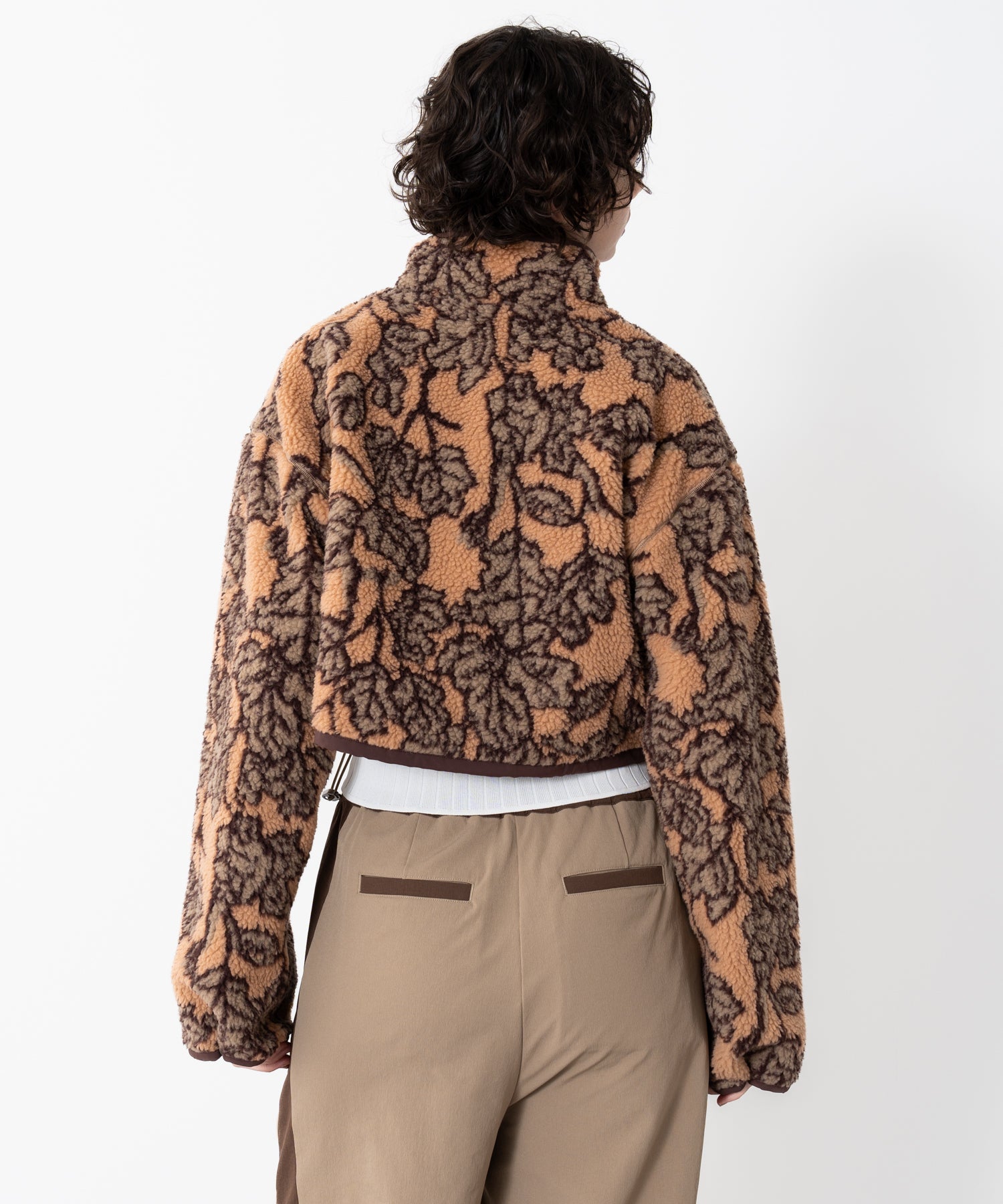 Stand-collar reversible boa jacket