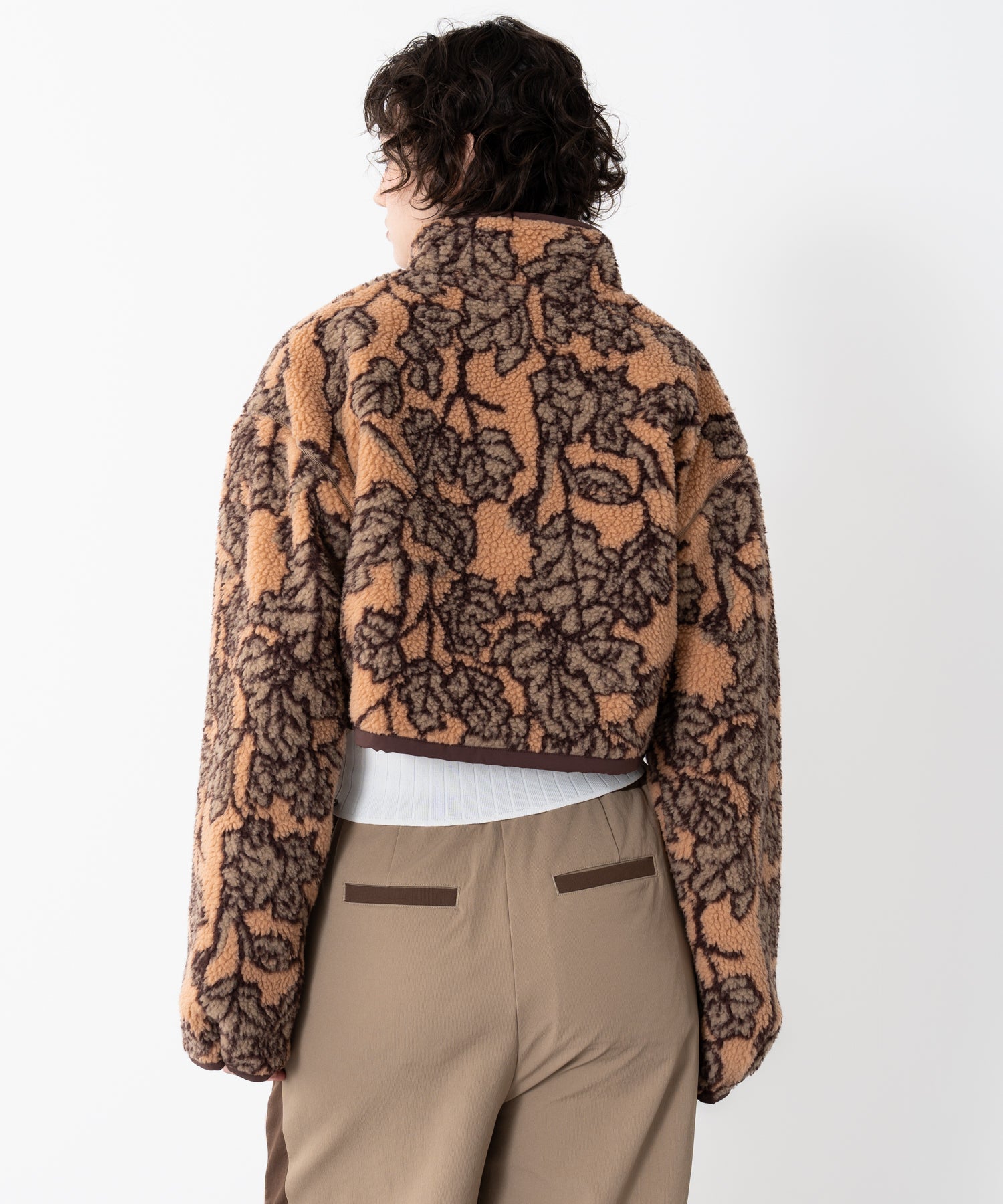 Stand-collar reversible boa jacket