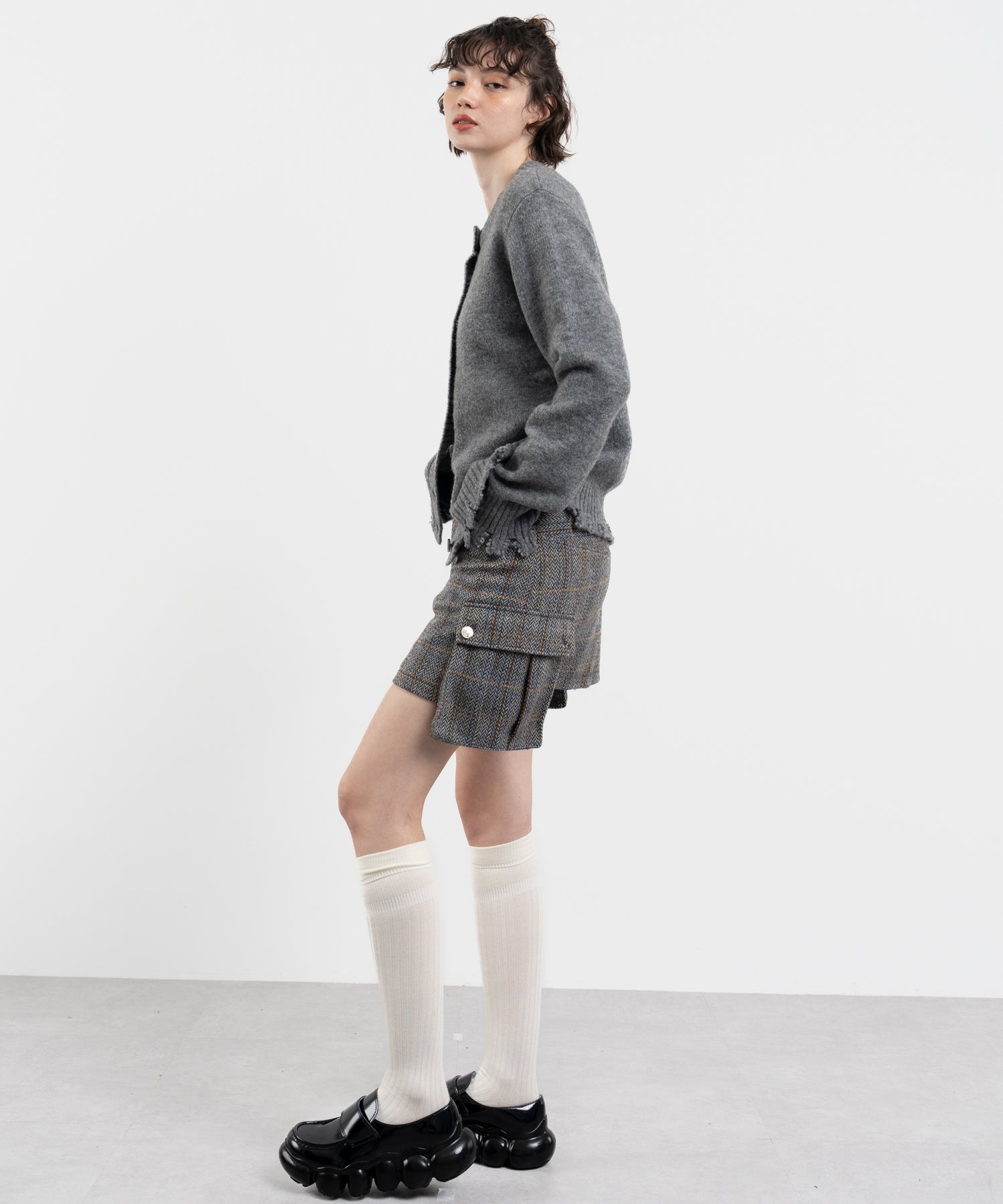 Snood Distressed Hem Cardigan