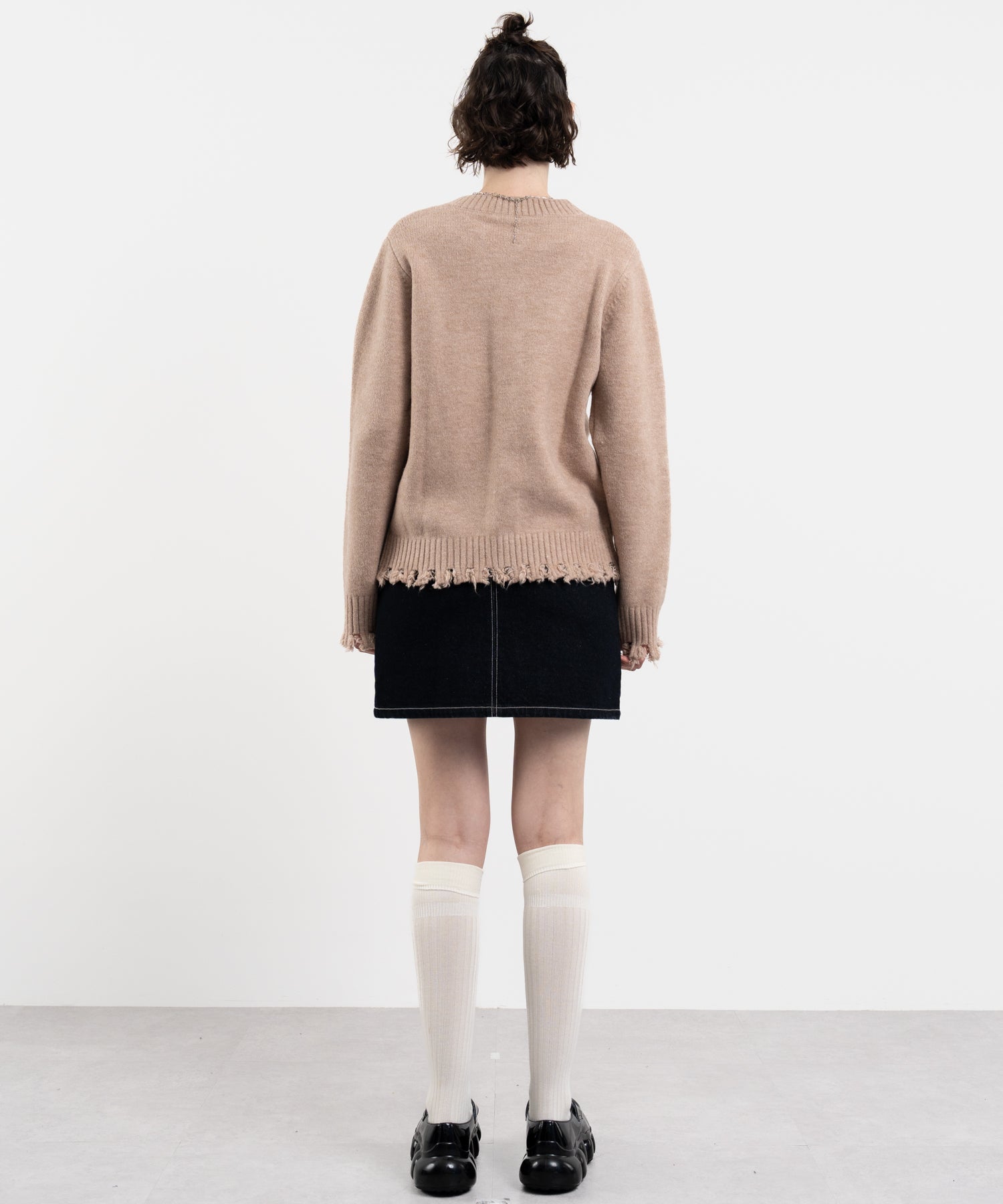 Snood Distressed Hem Cardigan