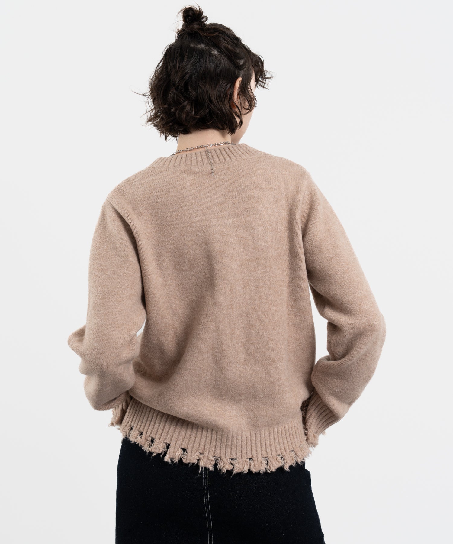 Snood Distressed Hem Cardigan