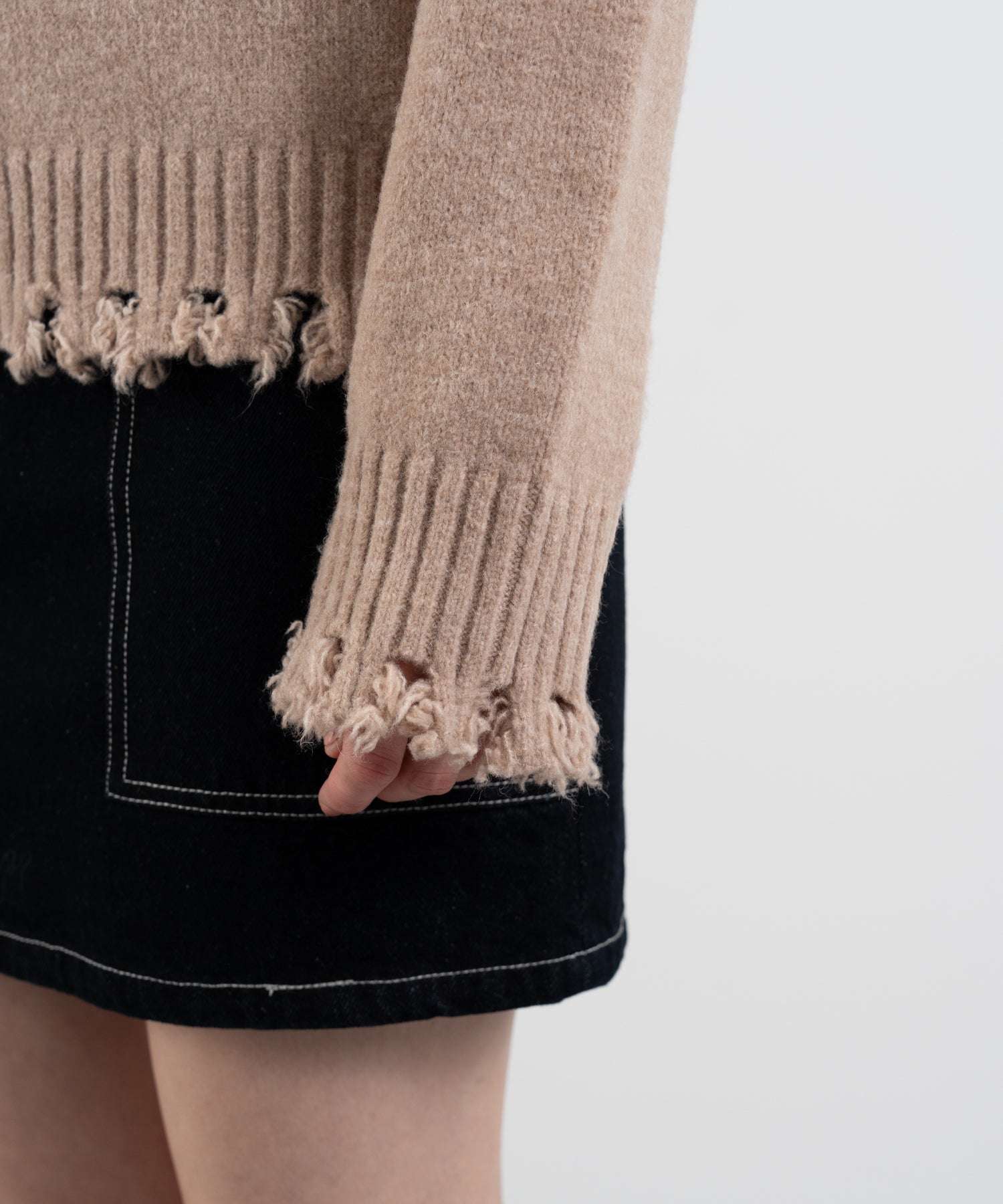 Snood Distressed Hem Cardigan