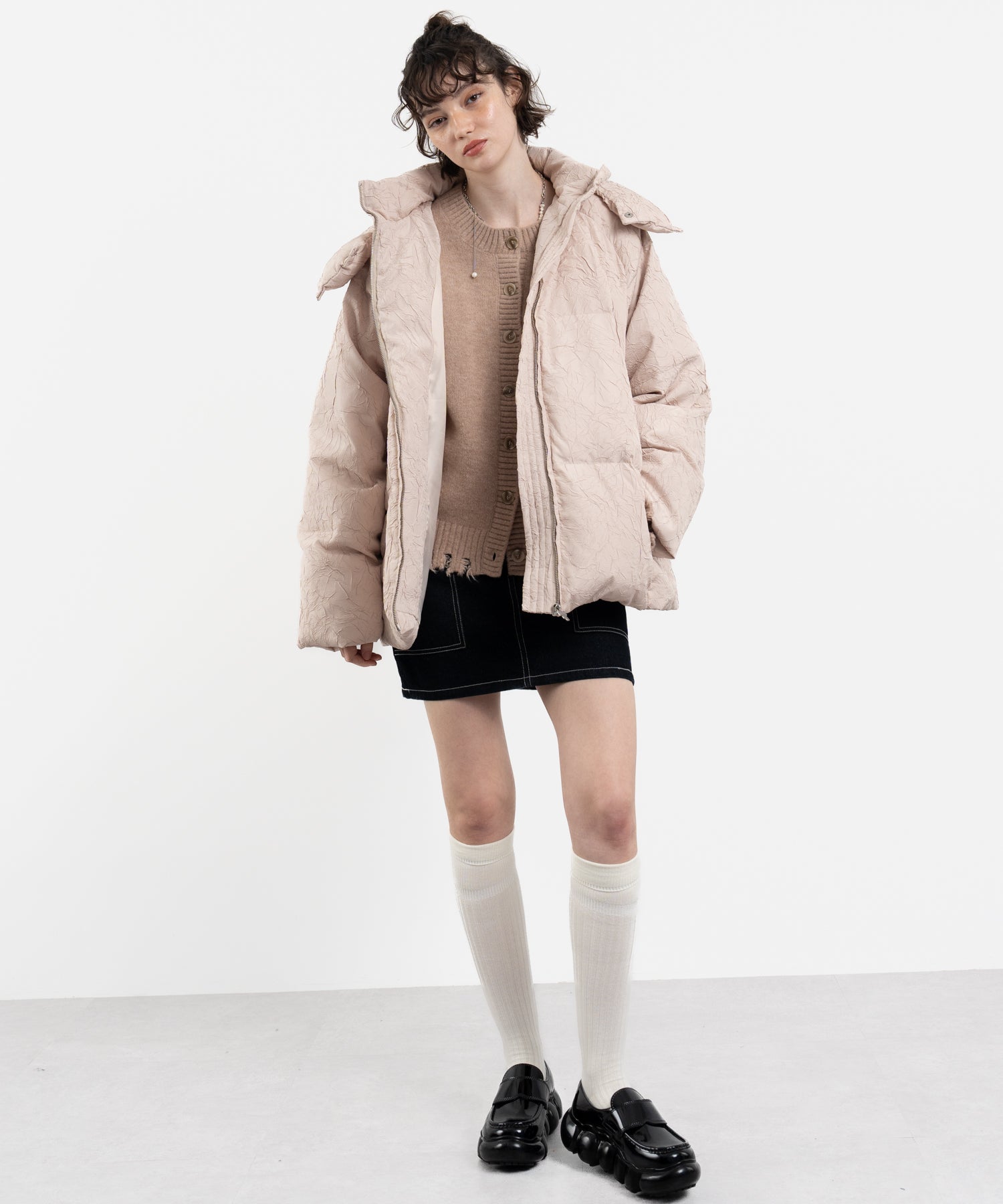 Snood Distressed Hem Cardigan