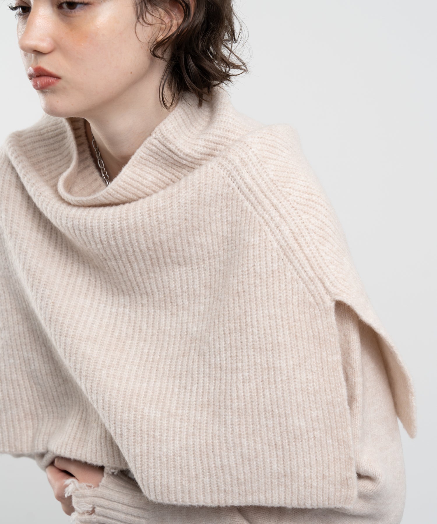 Snood Distressed Hem Cardigan