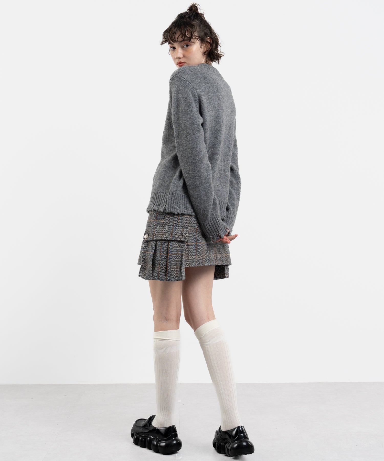 Snood Distressed Hem Cardigan