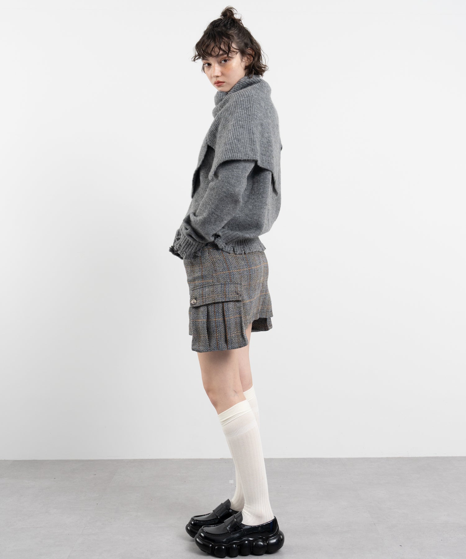 Snood Distressed Hem Cardigan