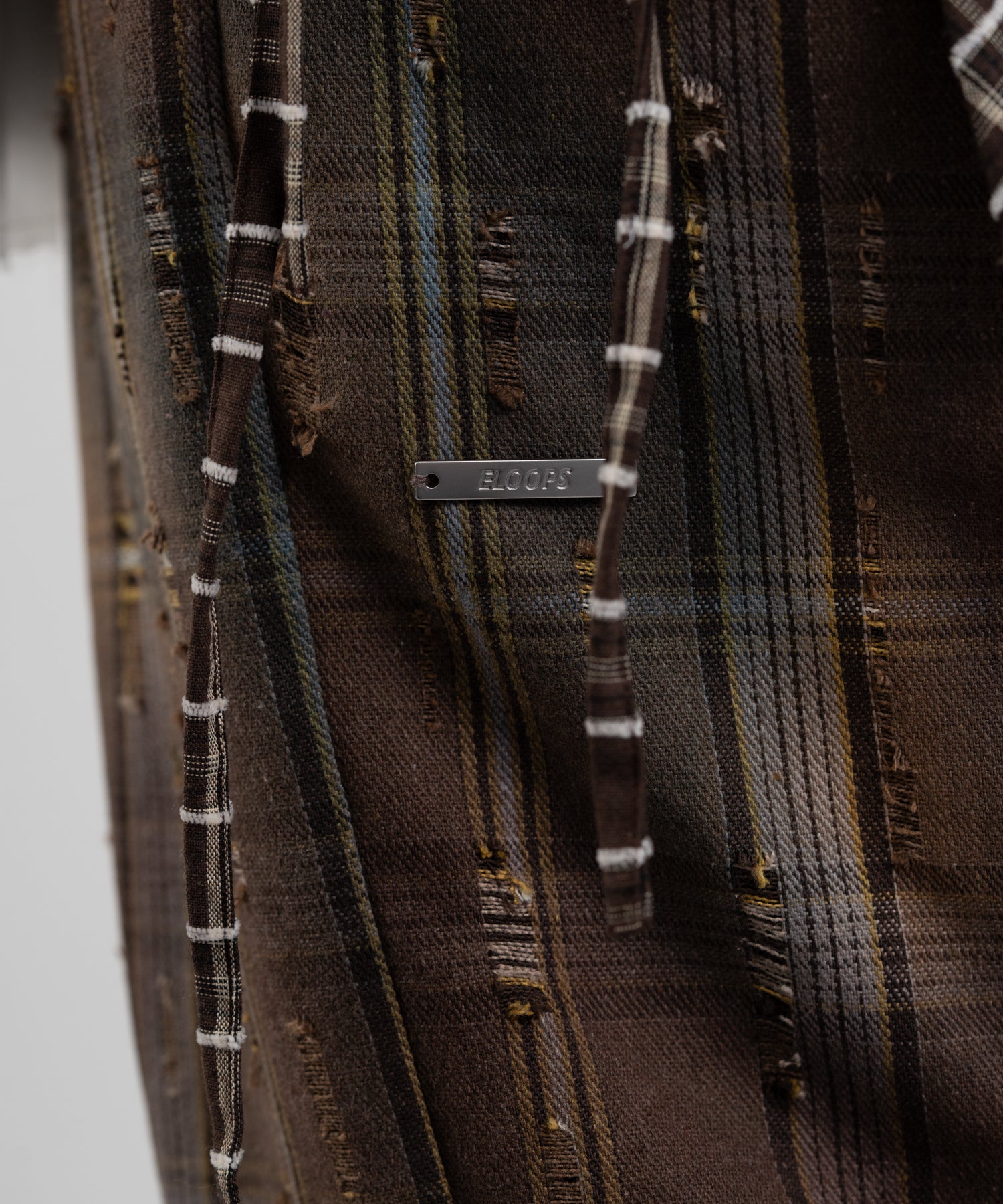 Plaid Pants with Distressed Details & Lace Docking