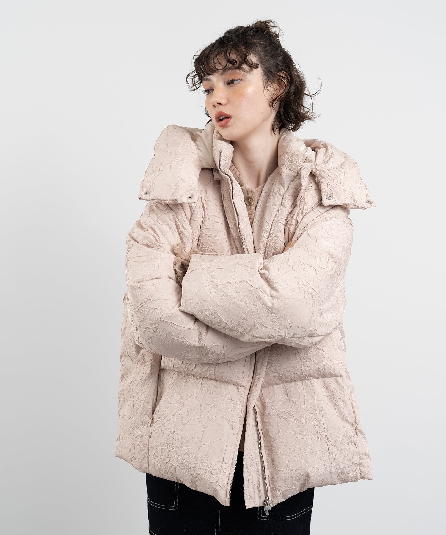Puffy Jacquard Hooded Down Jacket