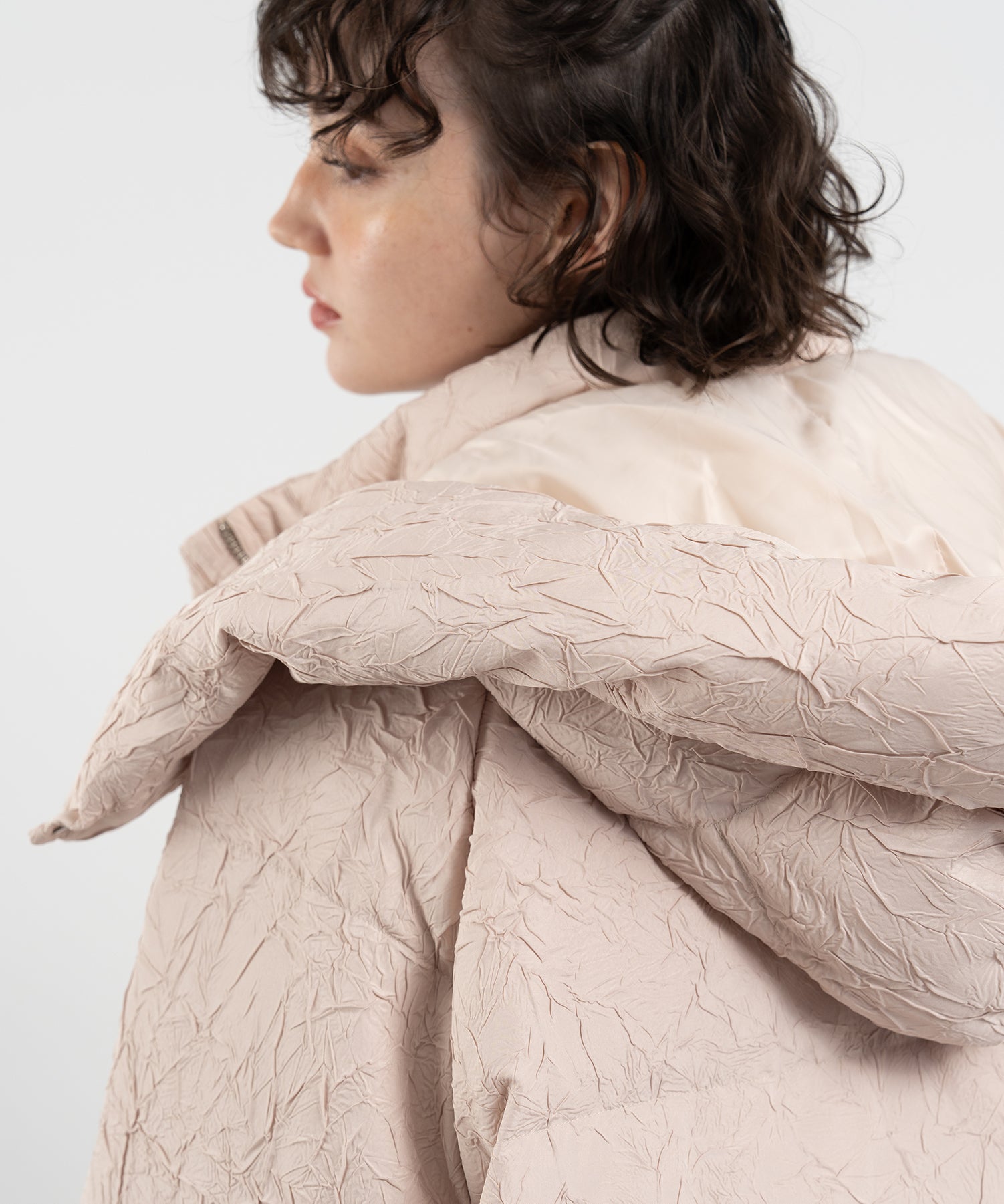 Puffy Jacquard Hooded Down Jacket