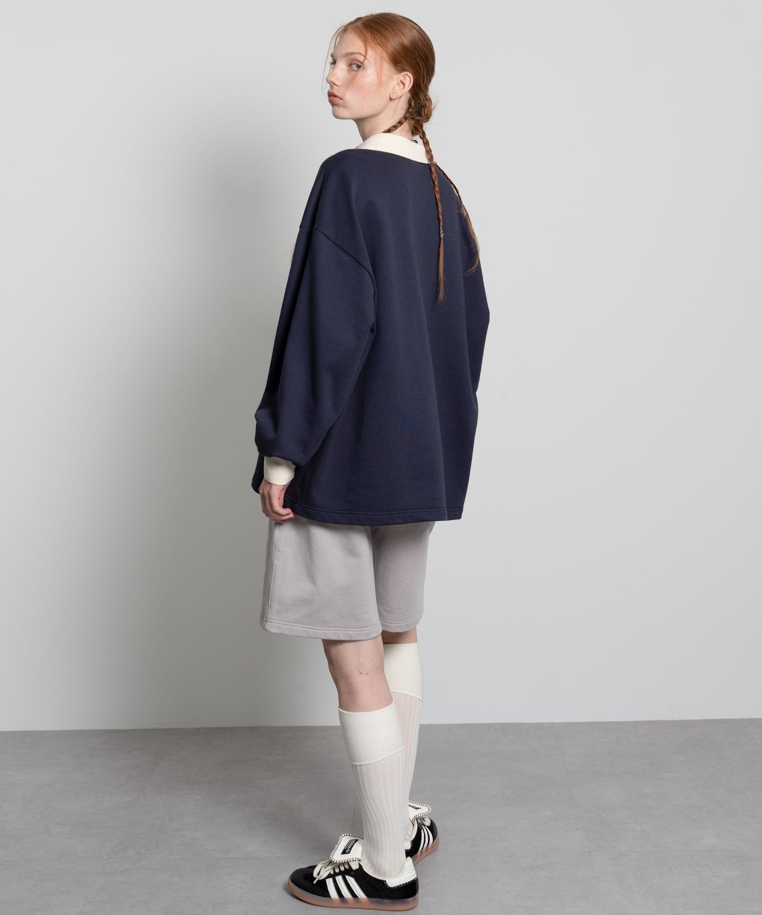 Lace Embroidery Oversized V-Neck Sweatshirt