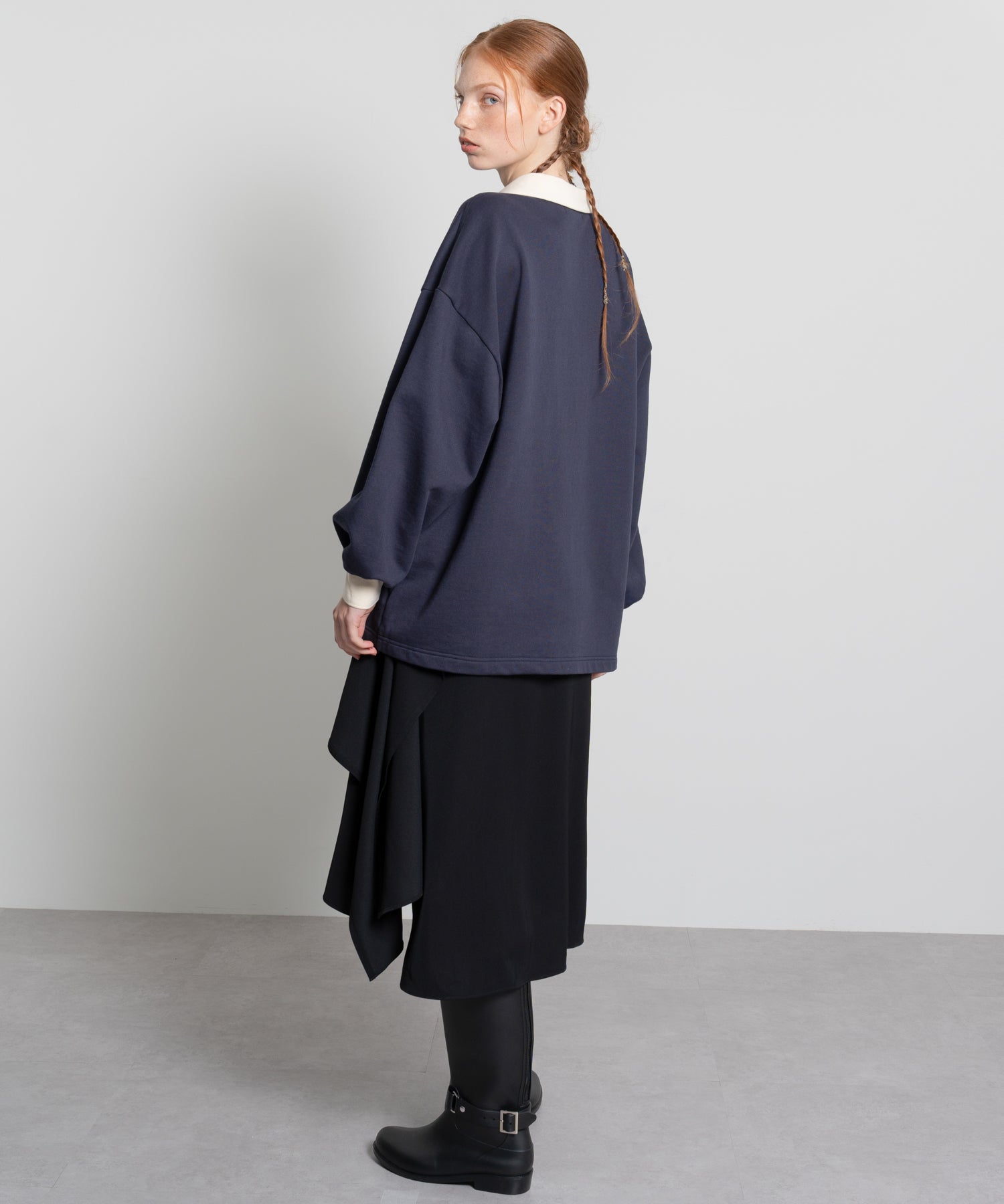 Lace Embroidery Oversized V-Neck Sweatshirt