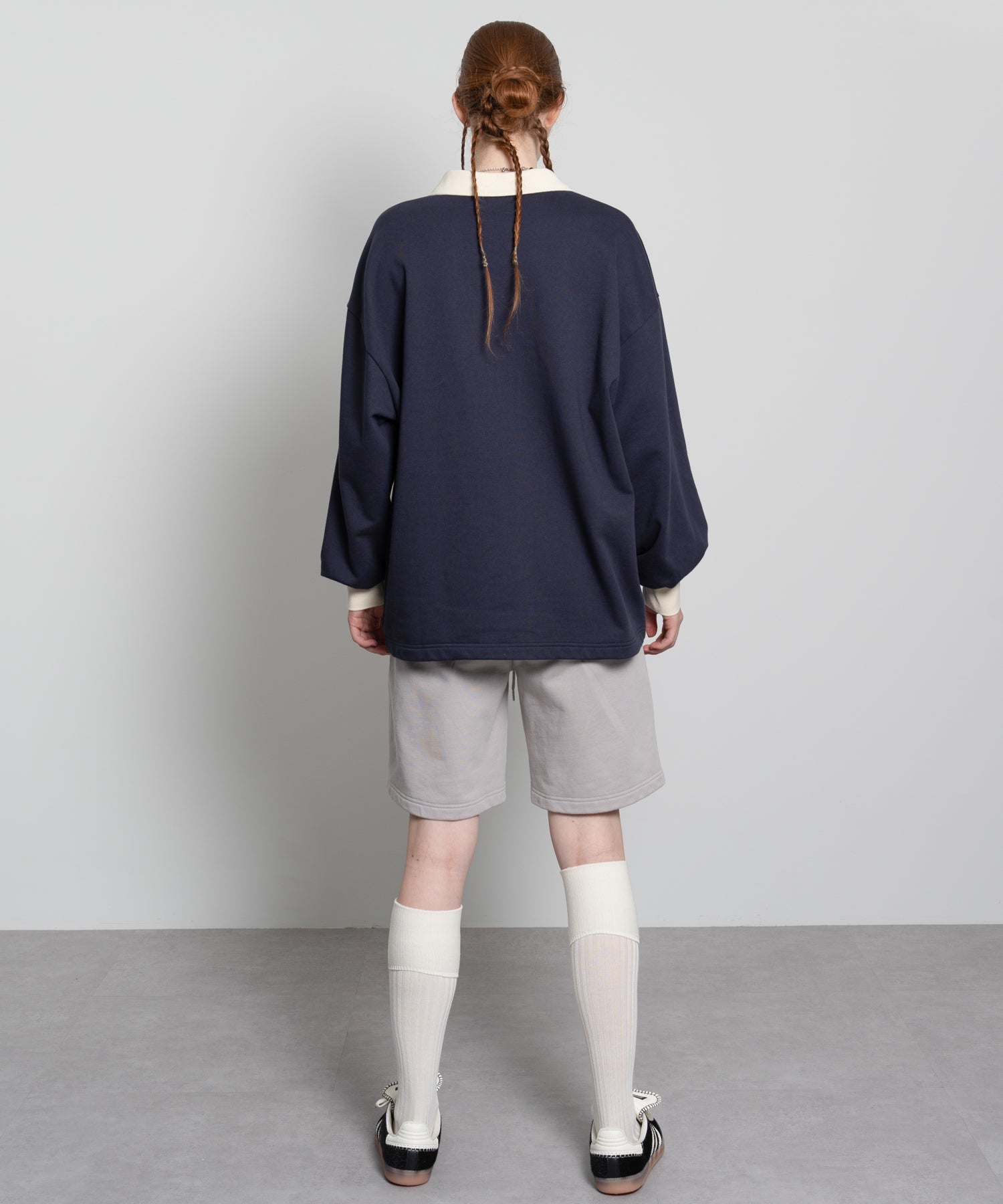 Lace Embroidery Oversized V-Neck Sweatshirt
