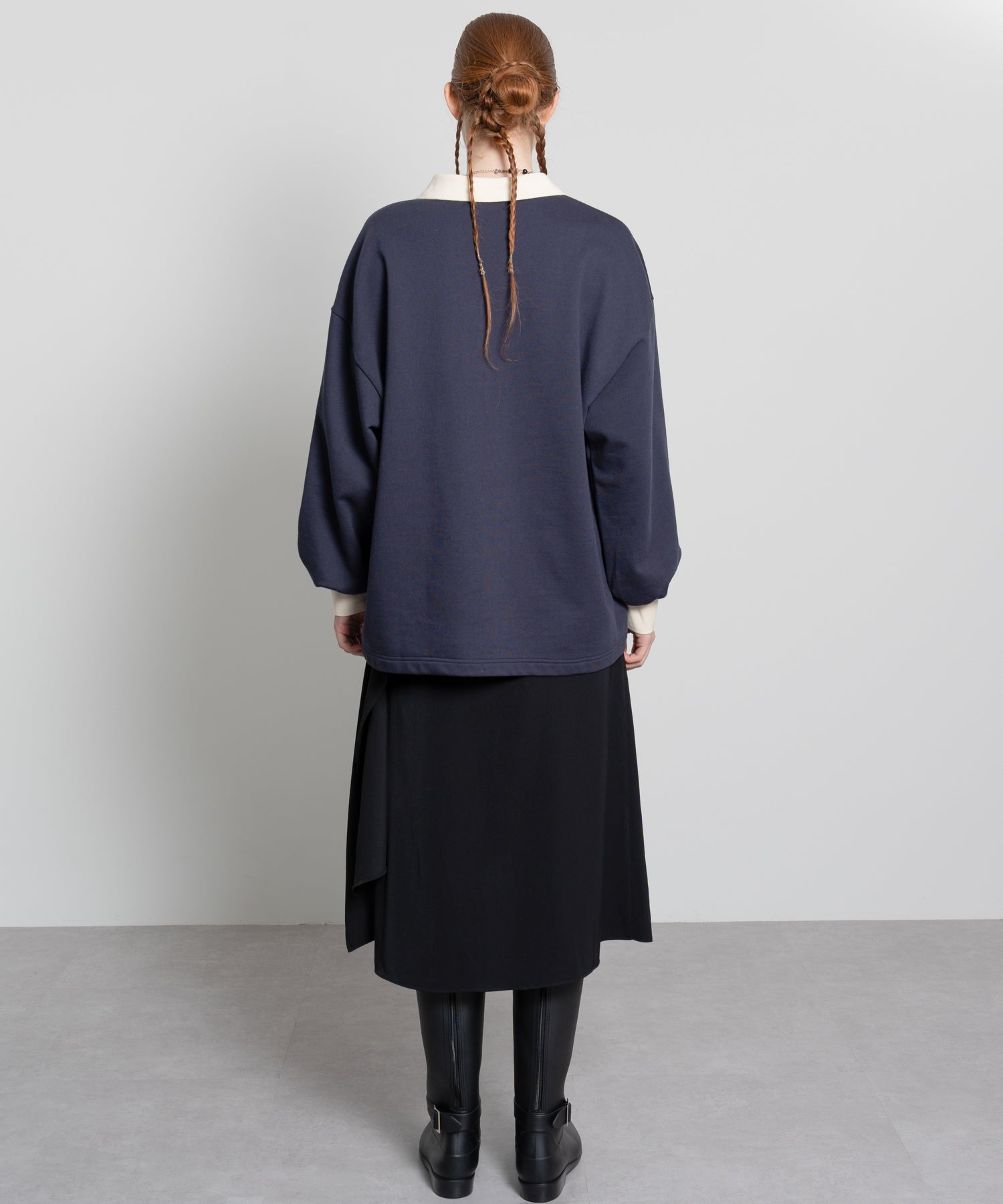Lace Embroidery Oversized V-Neck Sweatshirt