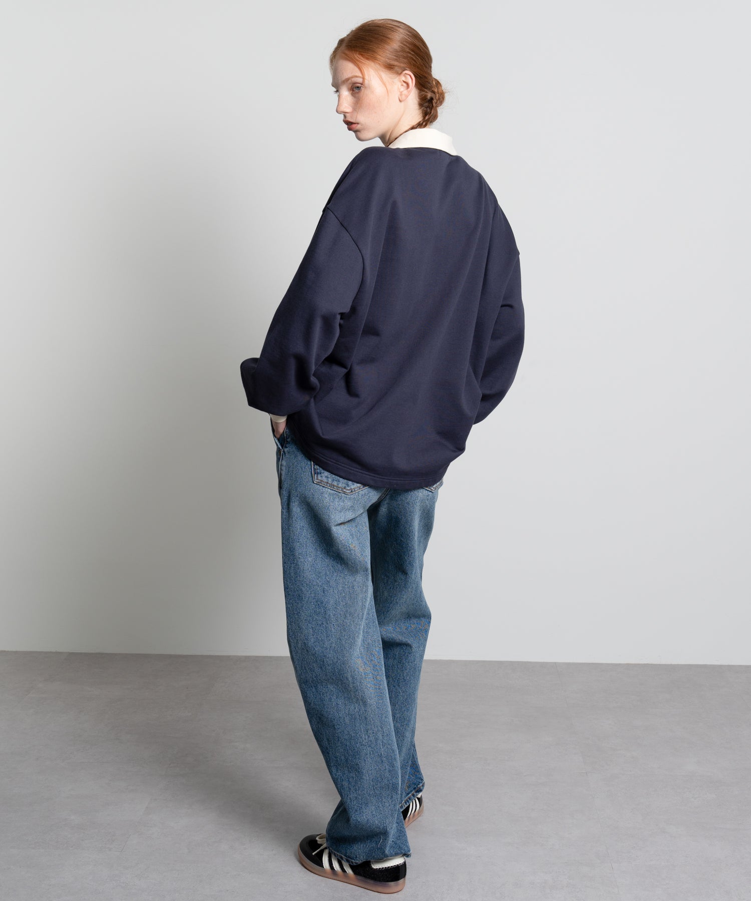 Lace Embroidery Oversized V-Neck Sweatshirt