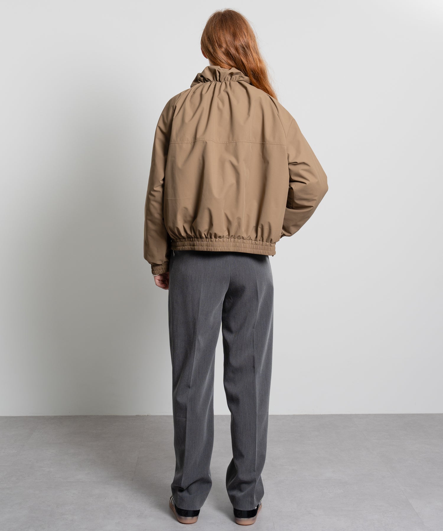 Gathered Collar Quilted Jacket