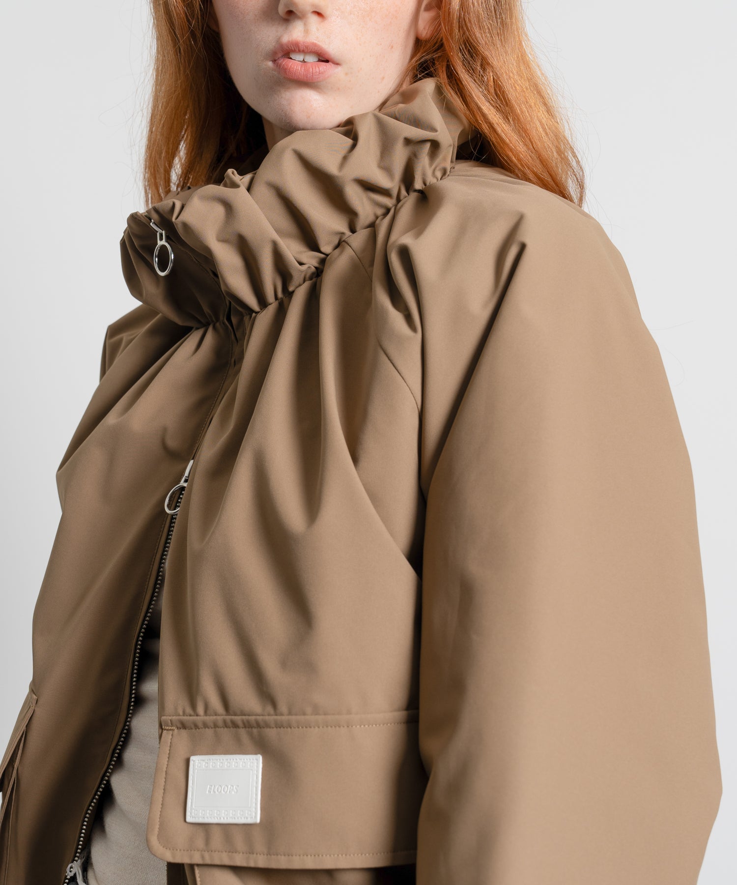 Gathered Collar Quilted Jacket