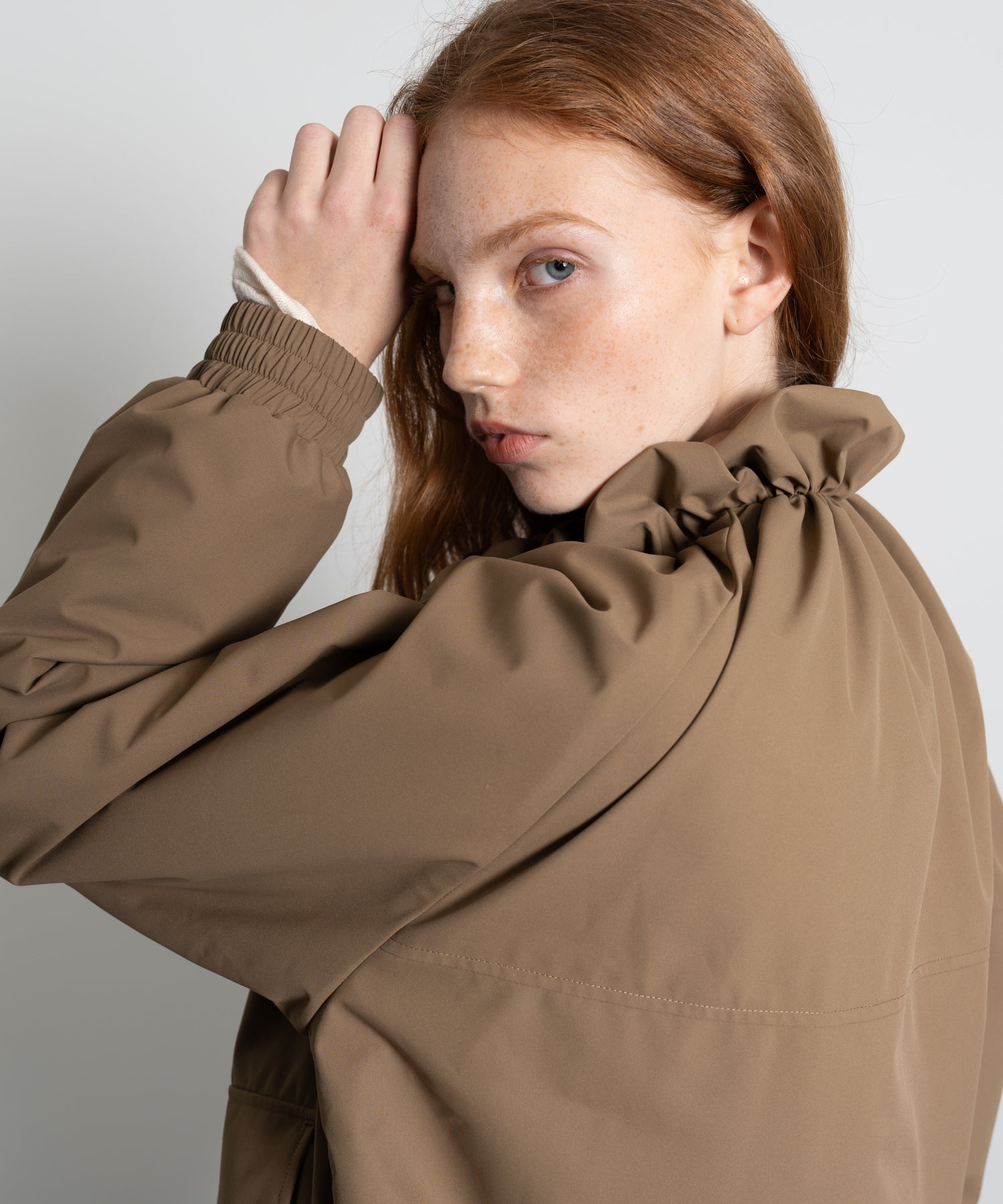 Gathered Collar Quilted Jacket