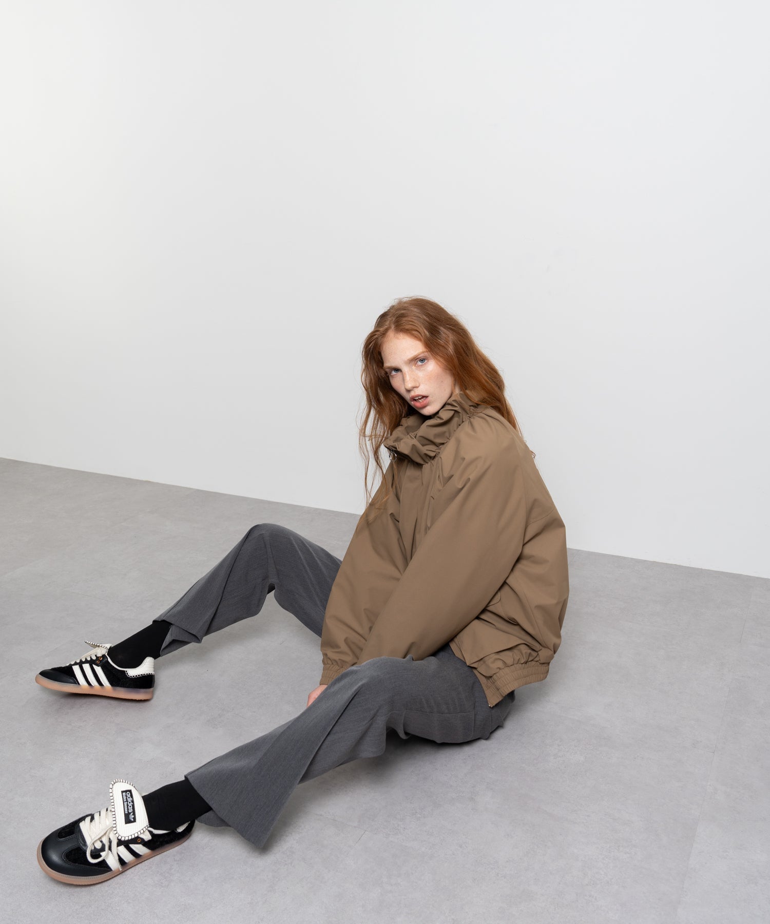 Gathered Collar Quilted Jacket