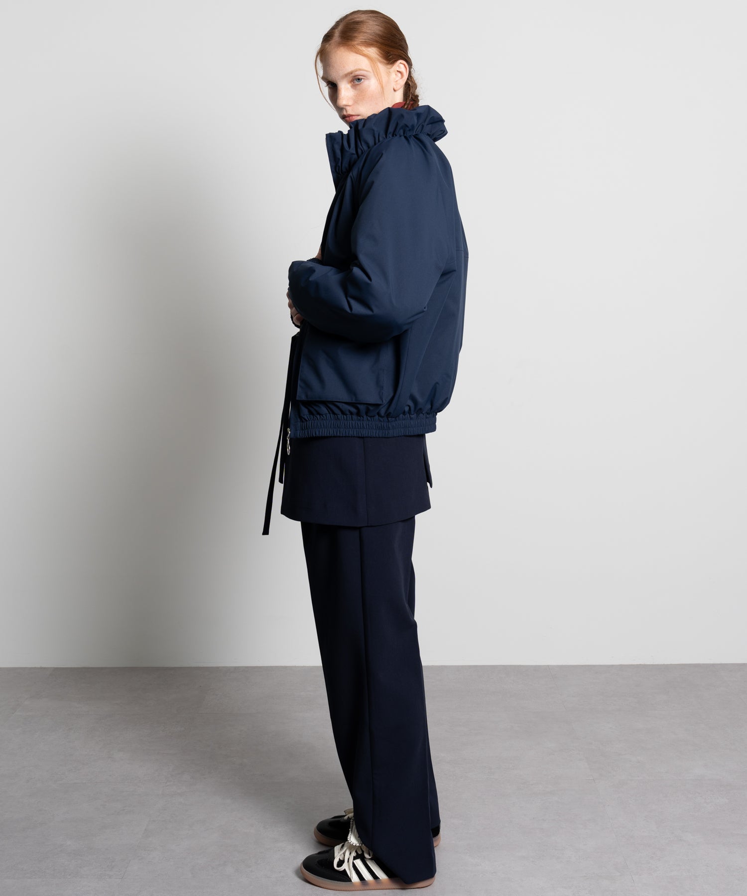 Gathered Collar Quilted Jacket