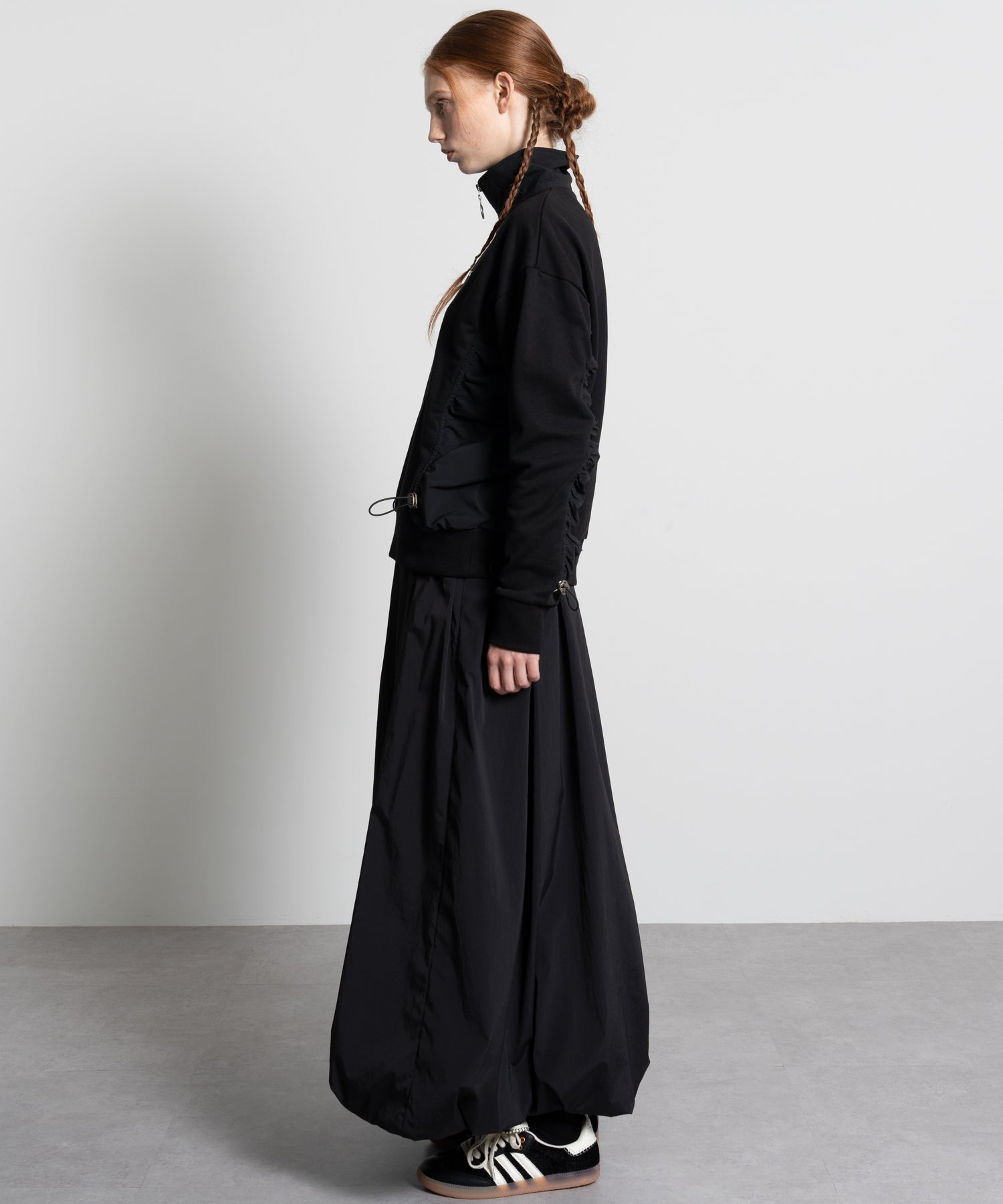 Gathered Sleeve Half-Zip Pullover