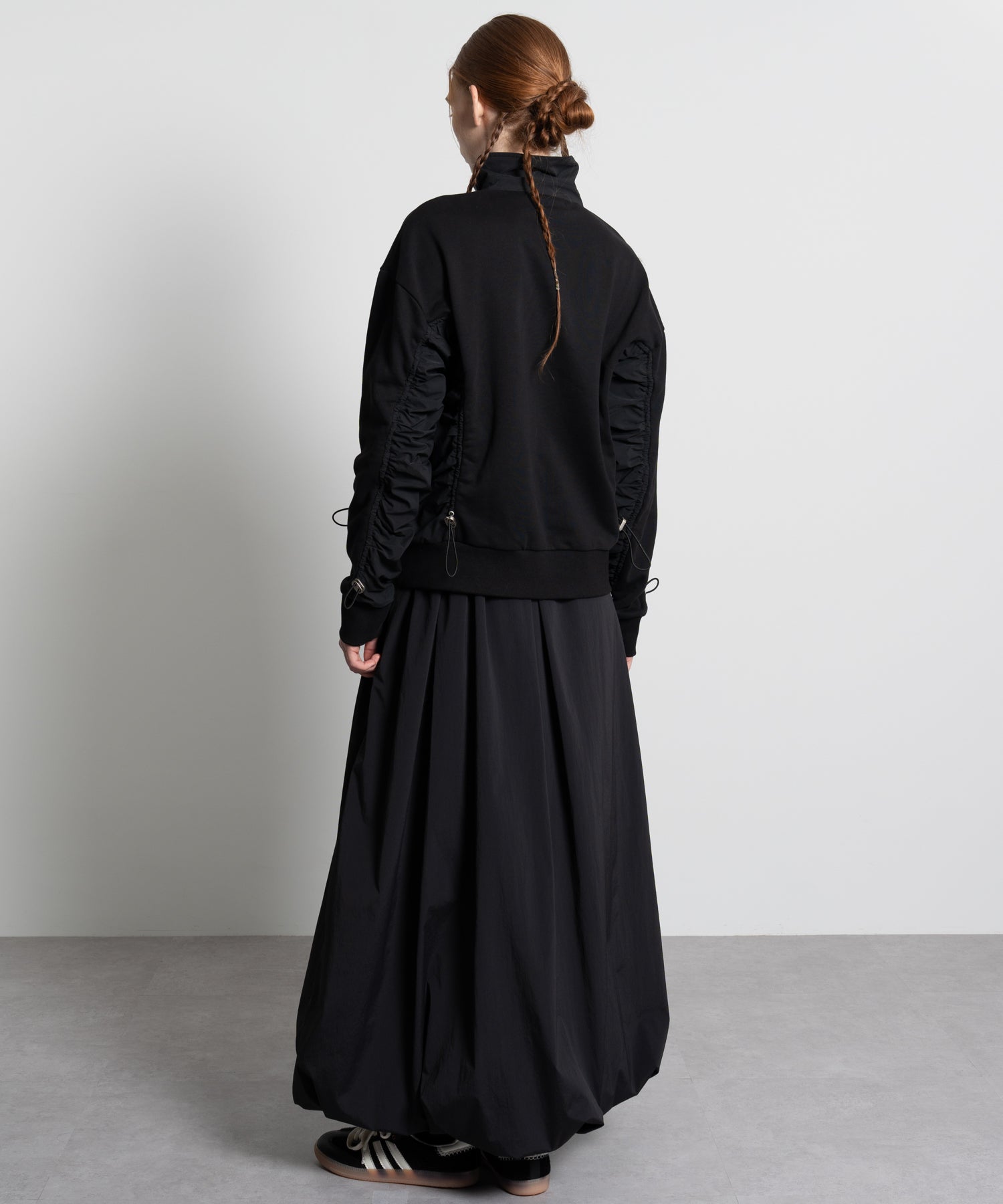 Gathered Sleeve Half-Zip Pullover