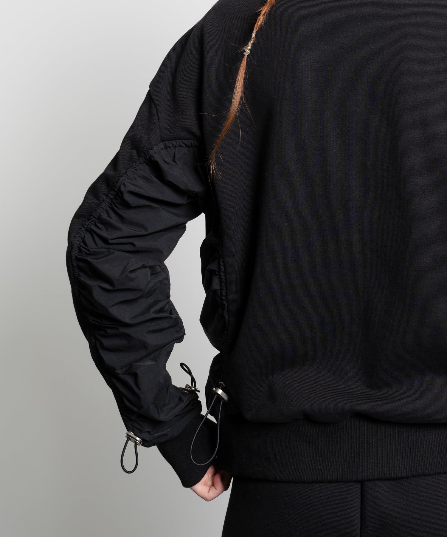 Gathered Sleeve Half-Zip Pullover