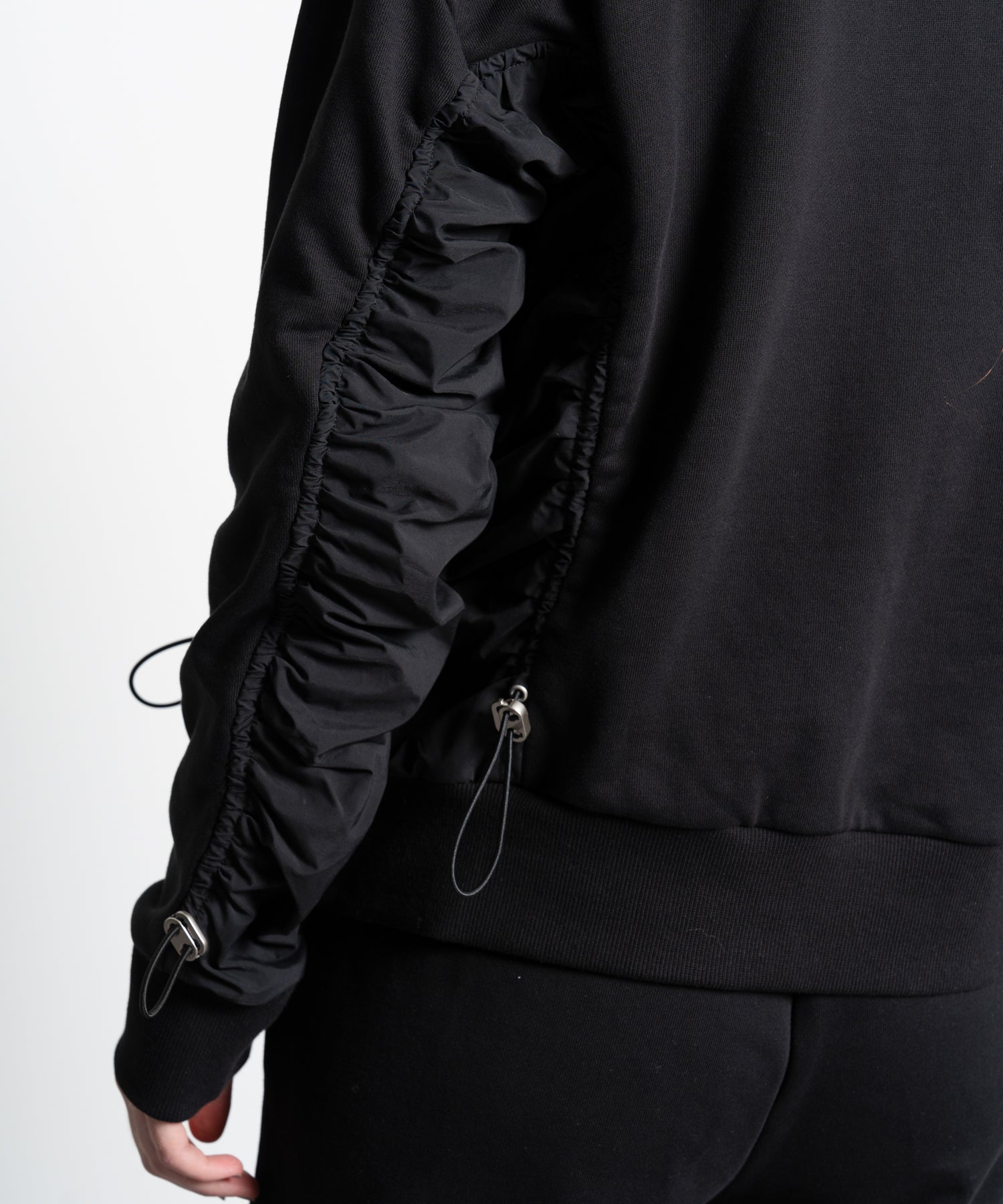 Gathered Sleeve Half-Zip Pullover