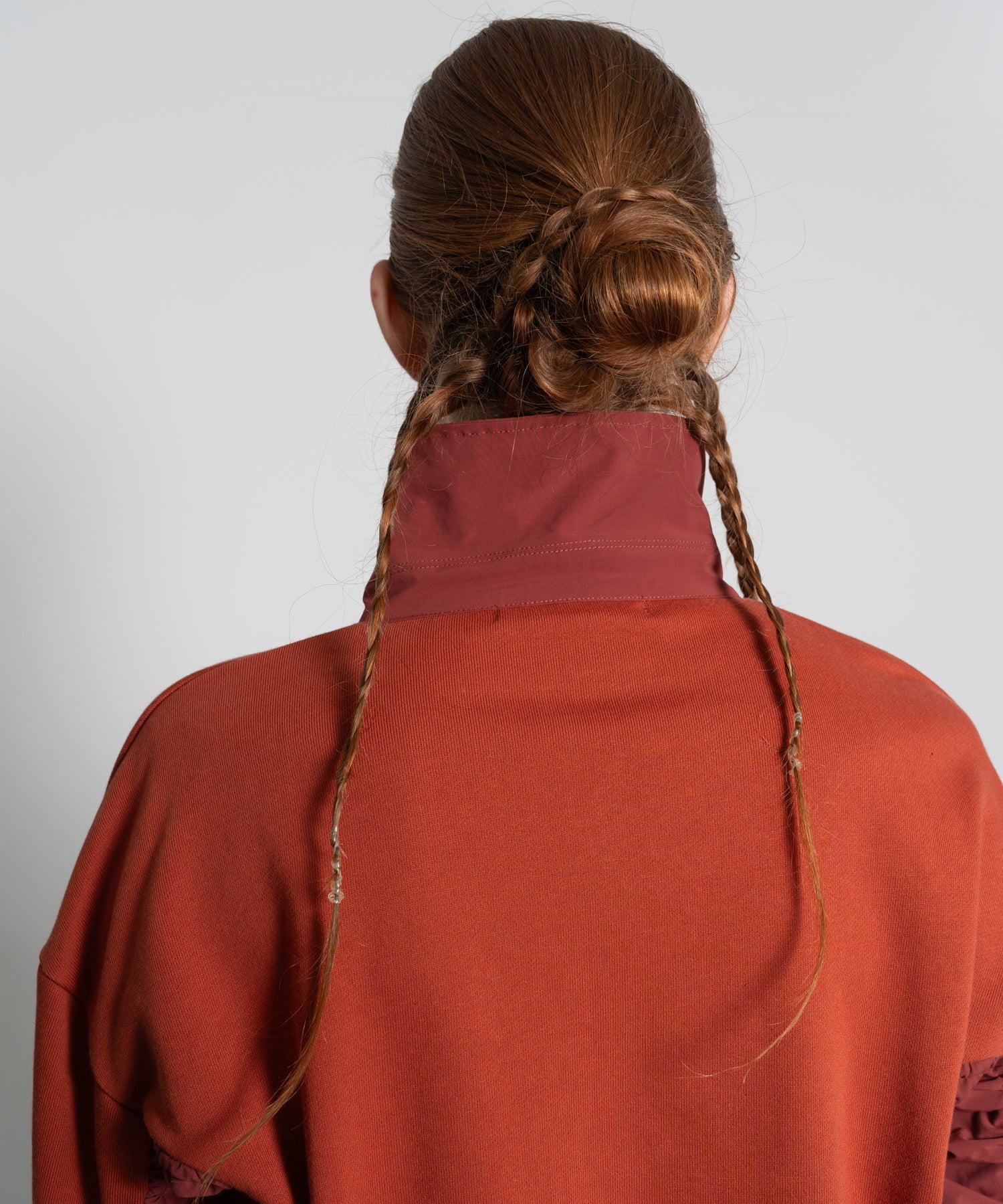 Gathered Sleeve Half-Zip Pullover