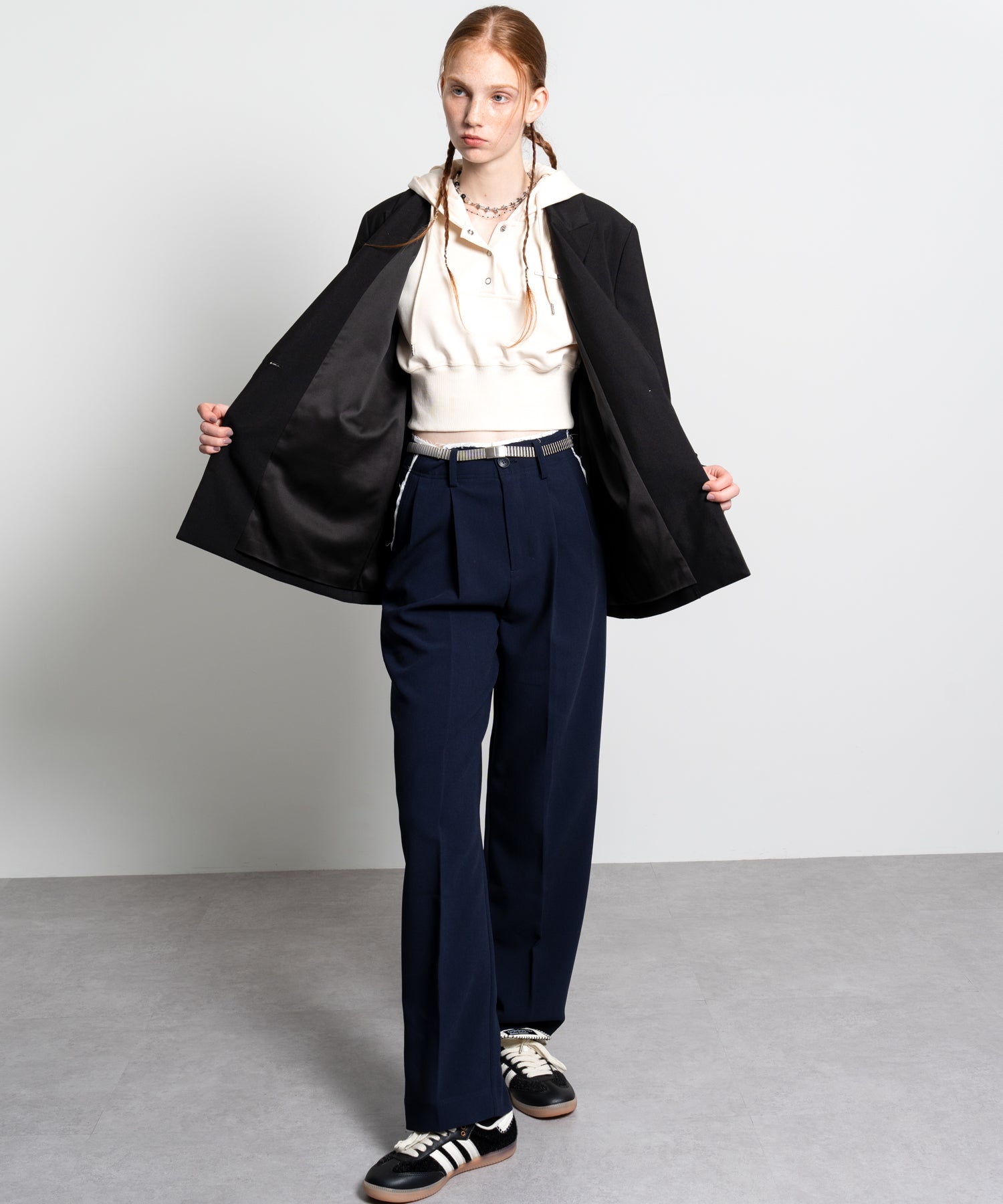 Mini Skirt with Center-Pleat Pants Set