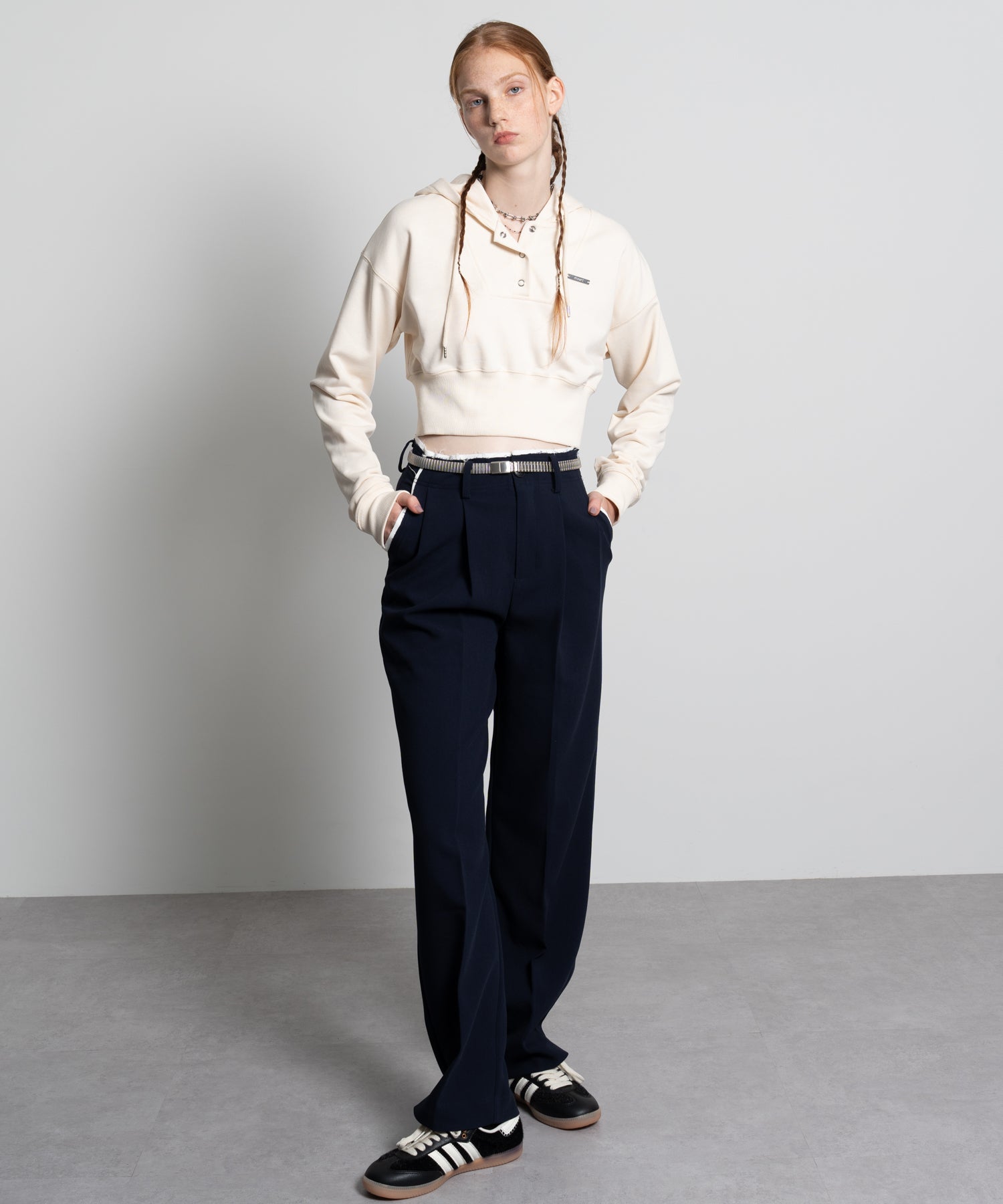 Mini Skirt with Center-Pleat Pants Set