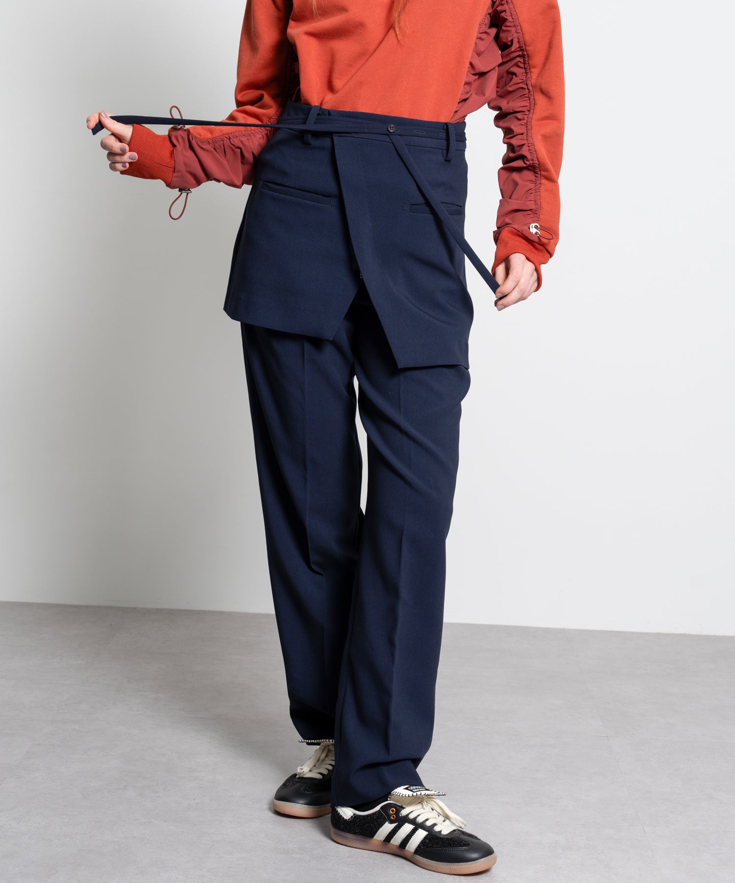 Mini Skirt with Center-Pleat Pants Set