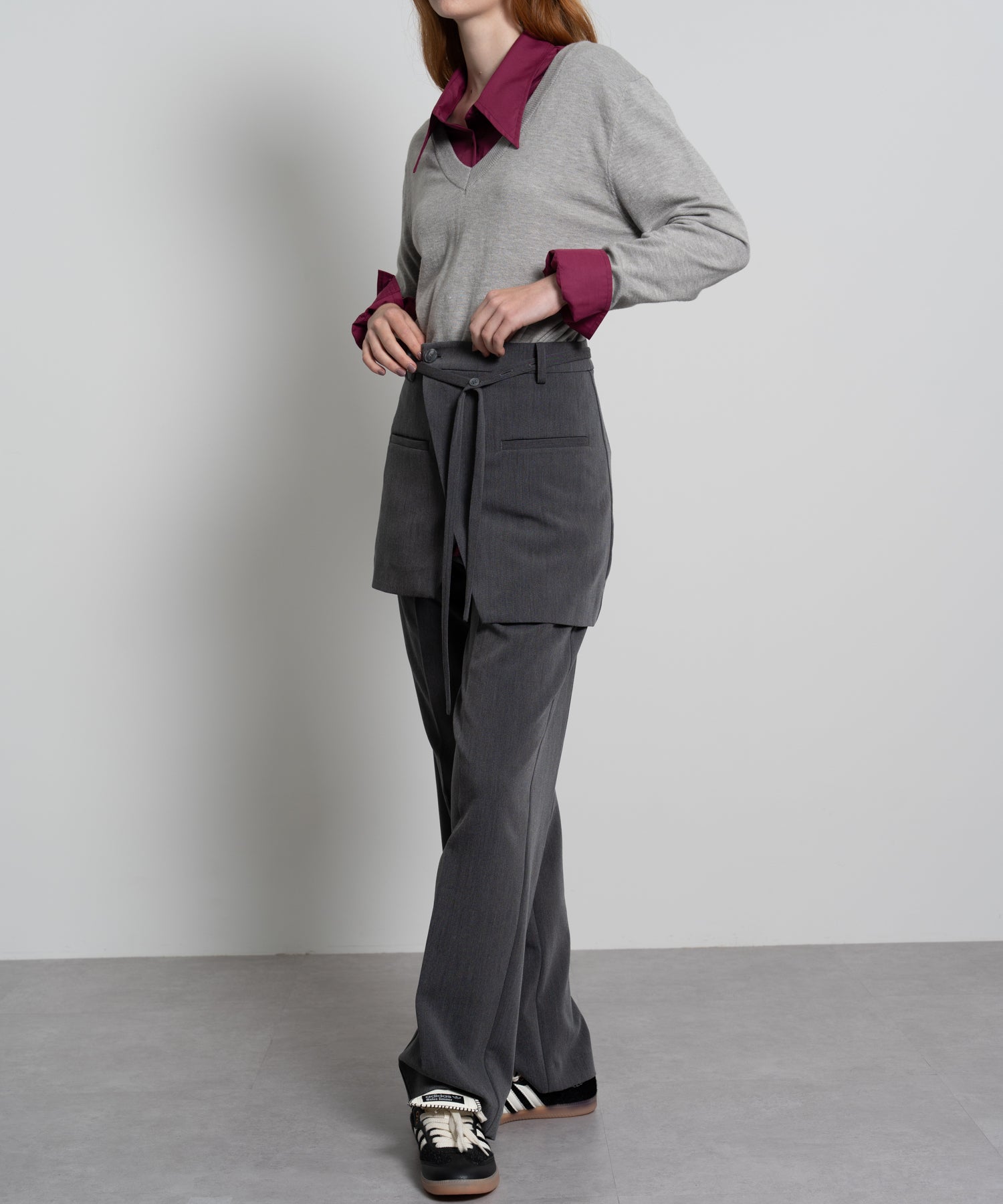 Mini Skirt with Center-Pleat Pants Set
